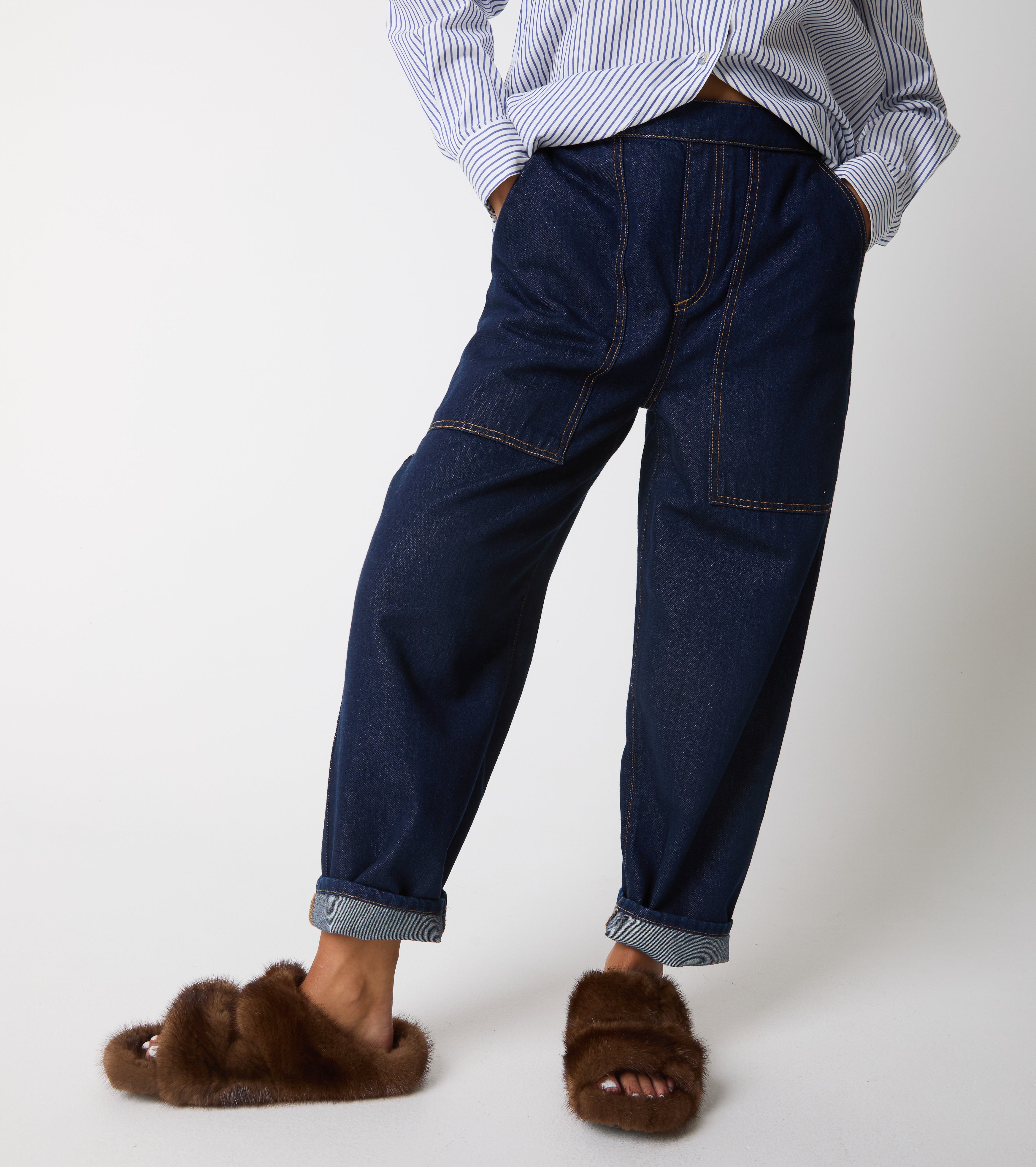Cropped jeans i bomuld