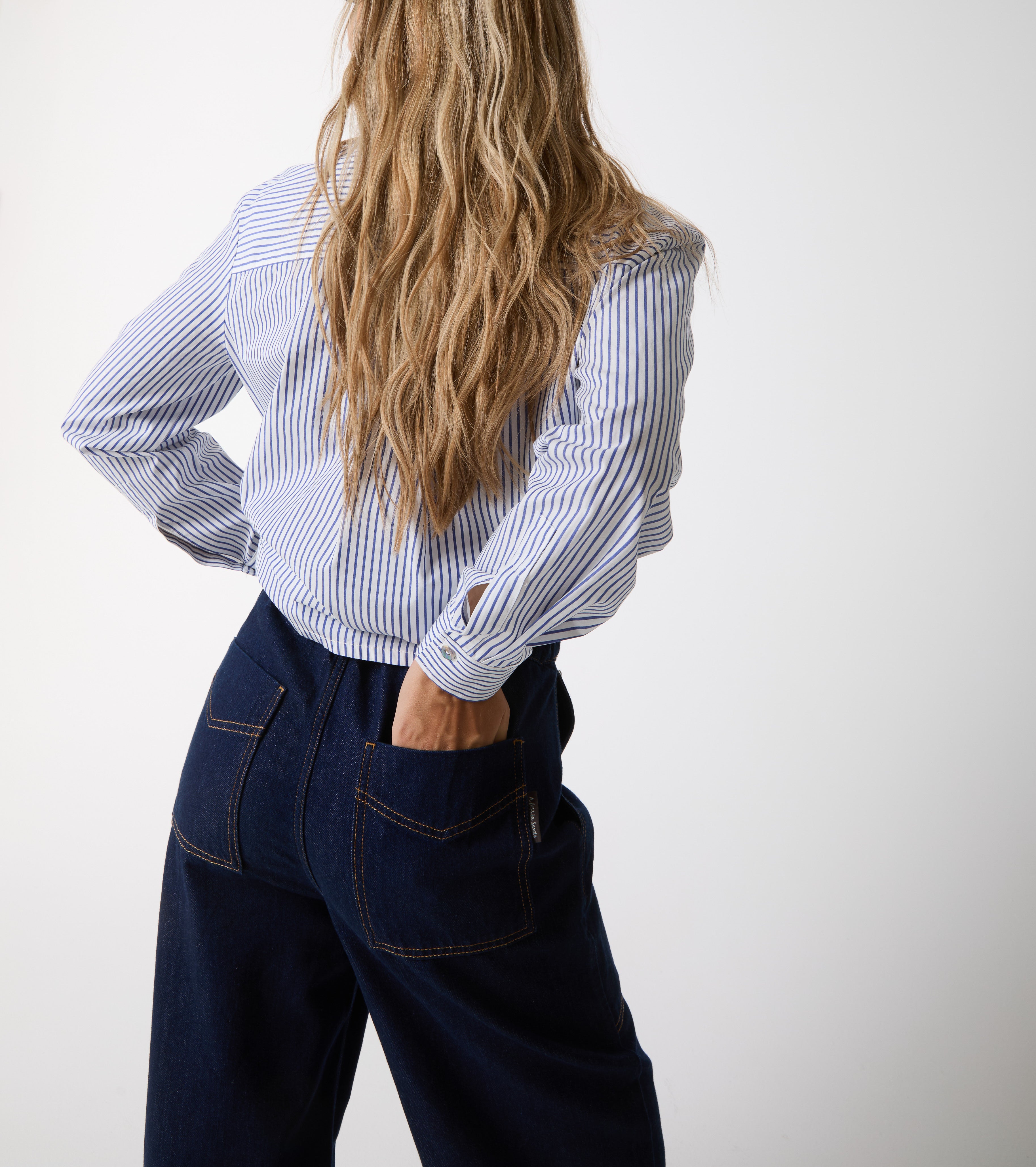 Cropped jeans i bomuld