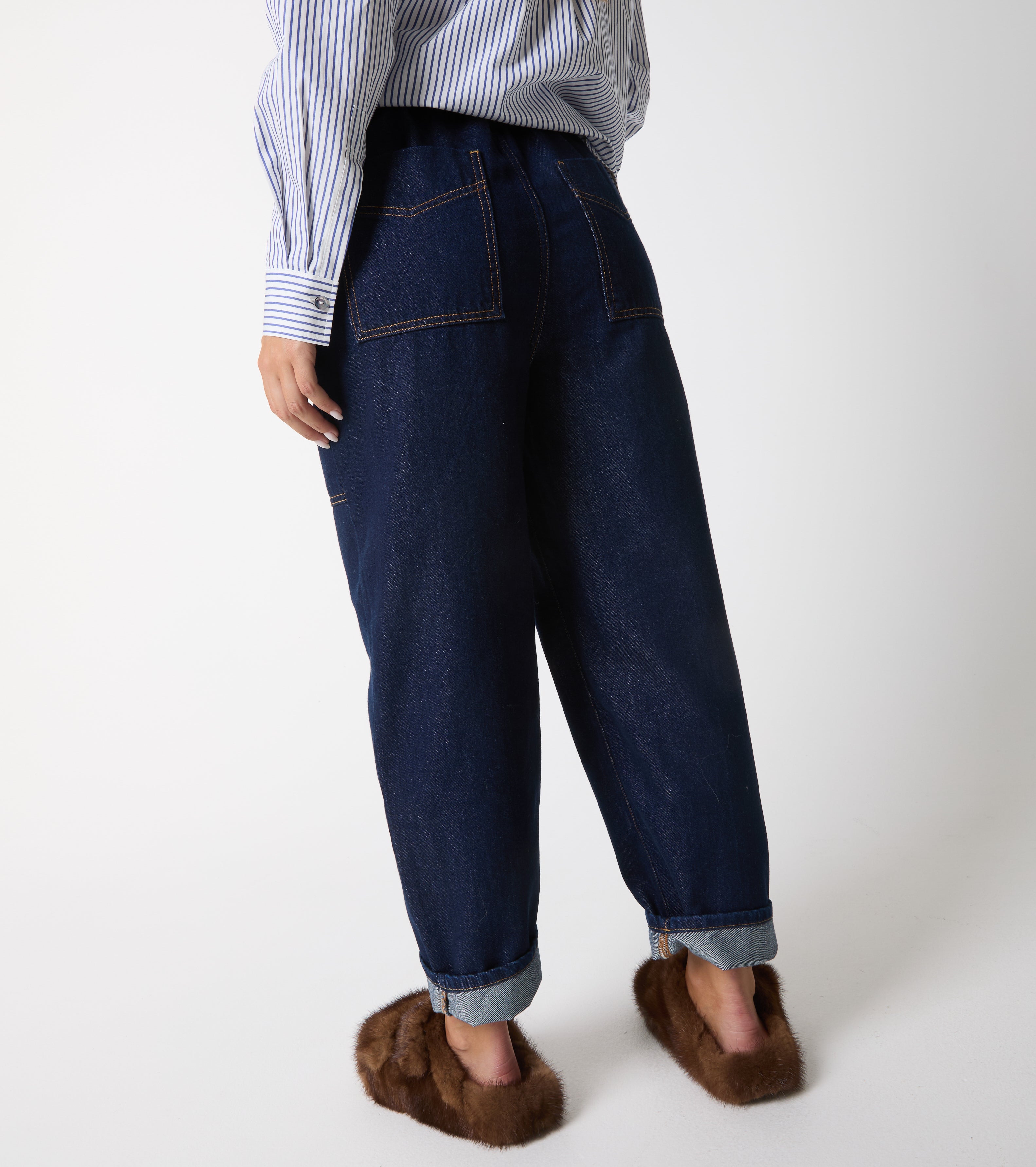 Cropped jeans i bomuld