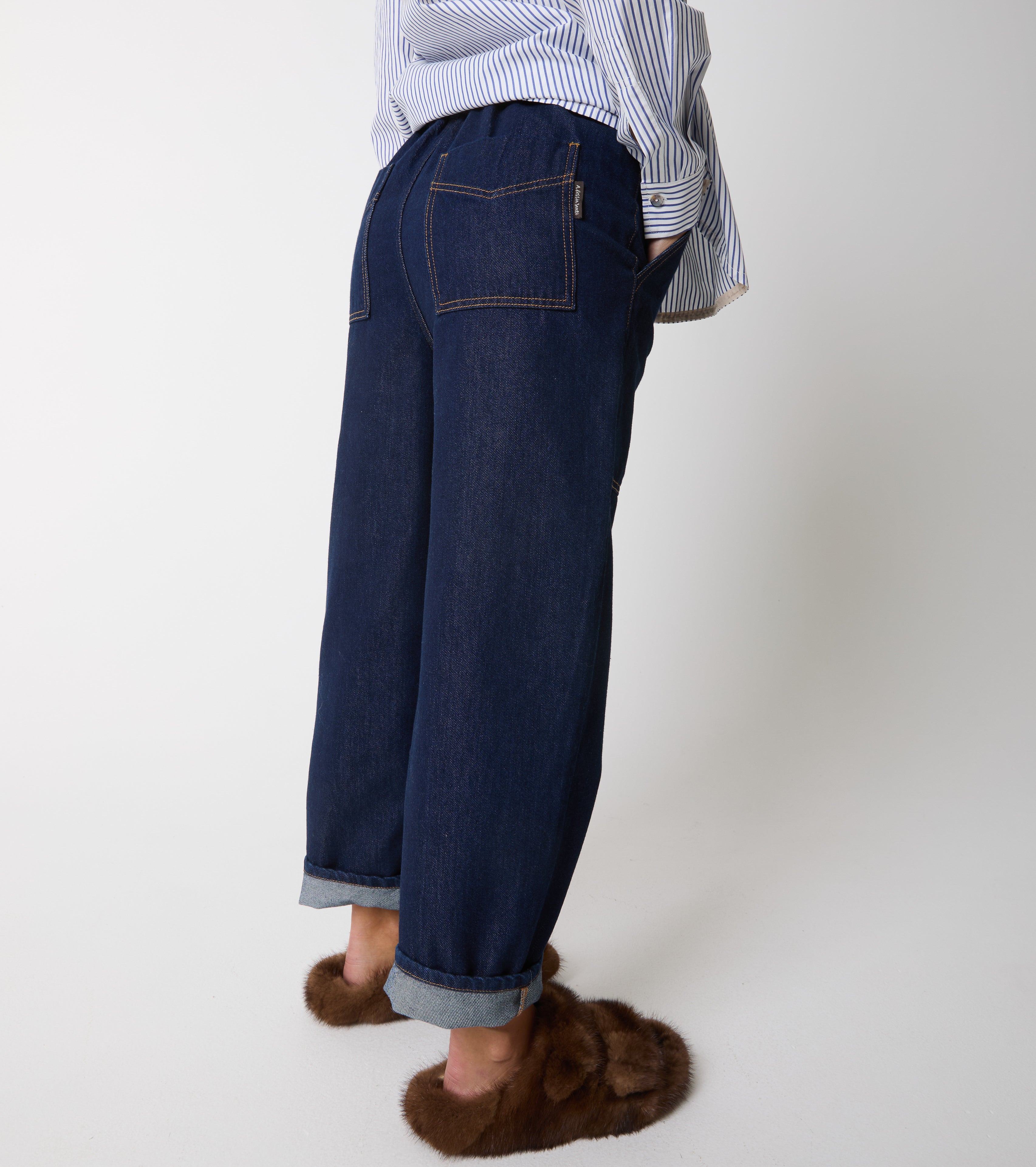 Cropped jeans i bomuld