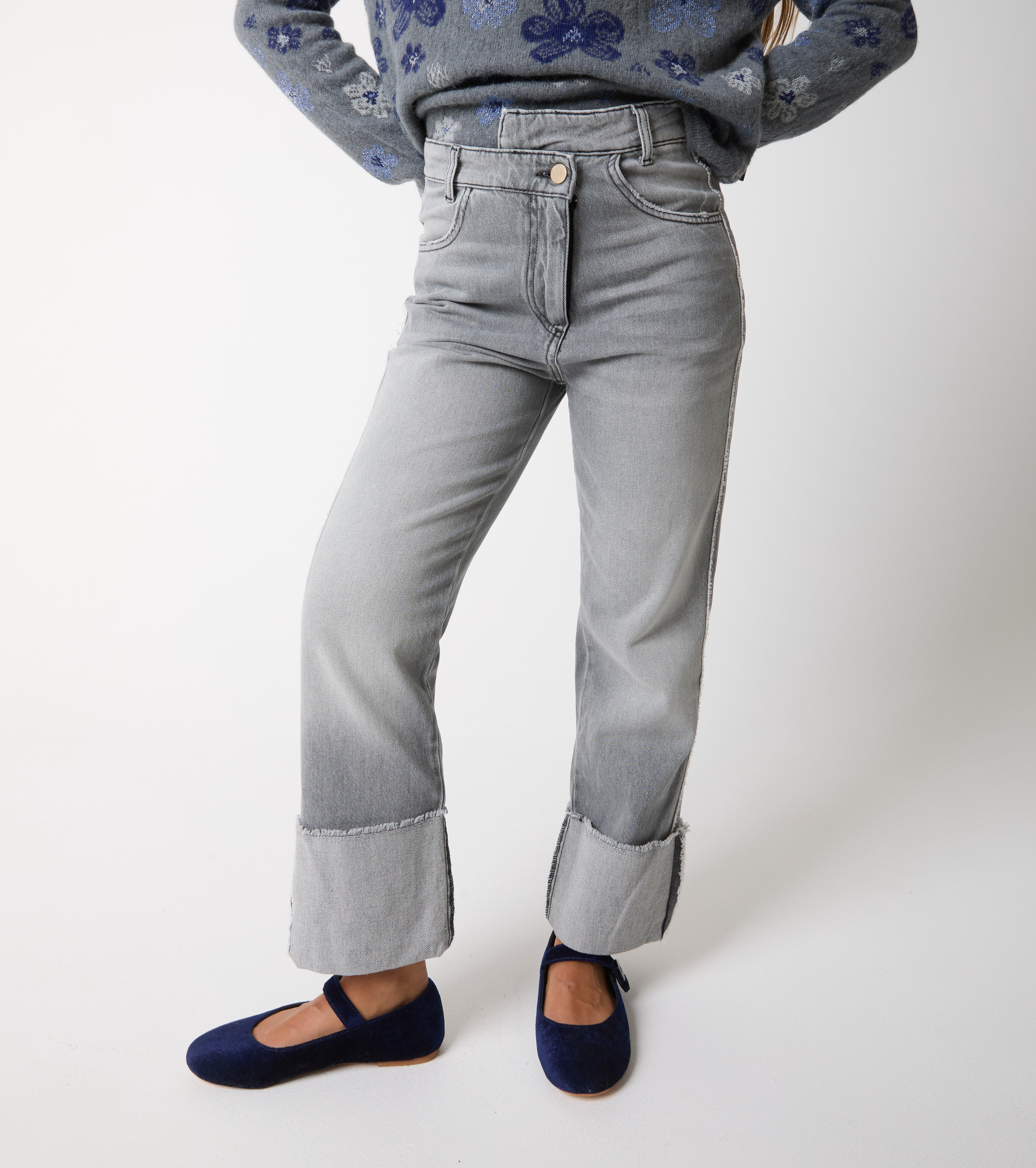Brugte bomuldsjeans med opsmøg