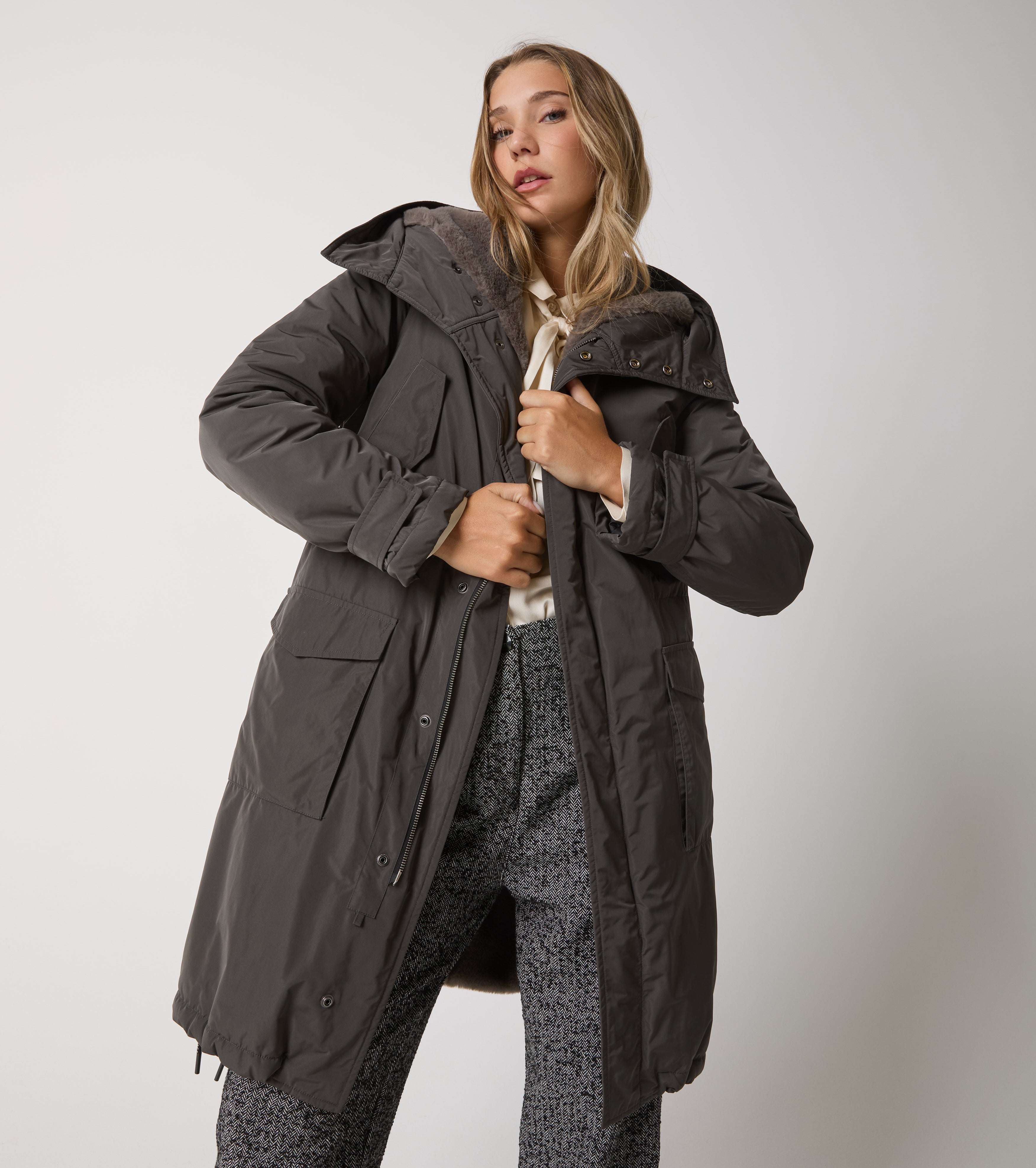 Parka in nylon con cappuccio