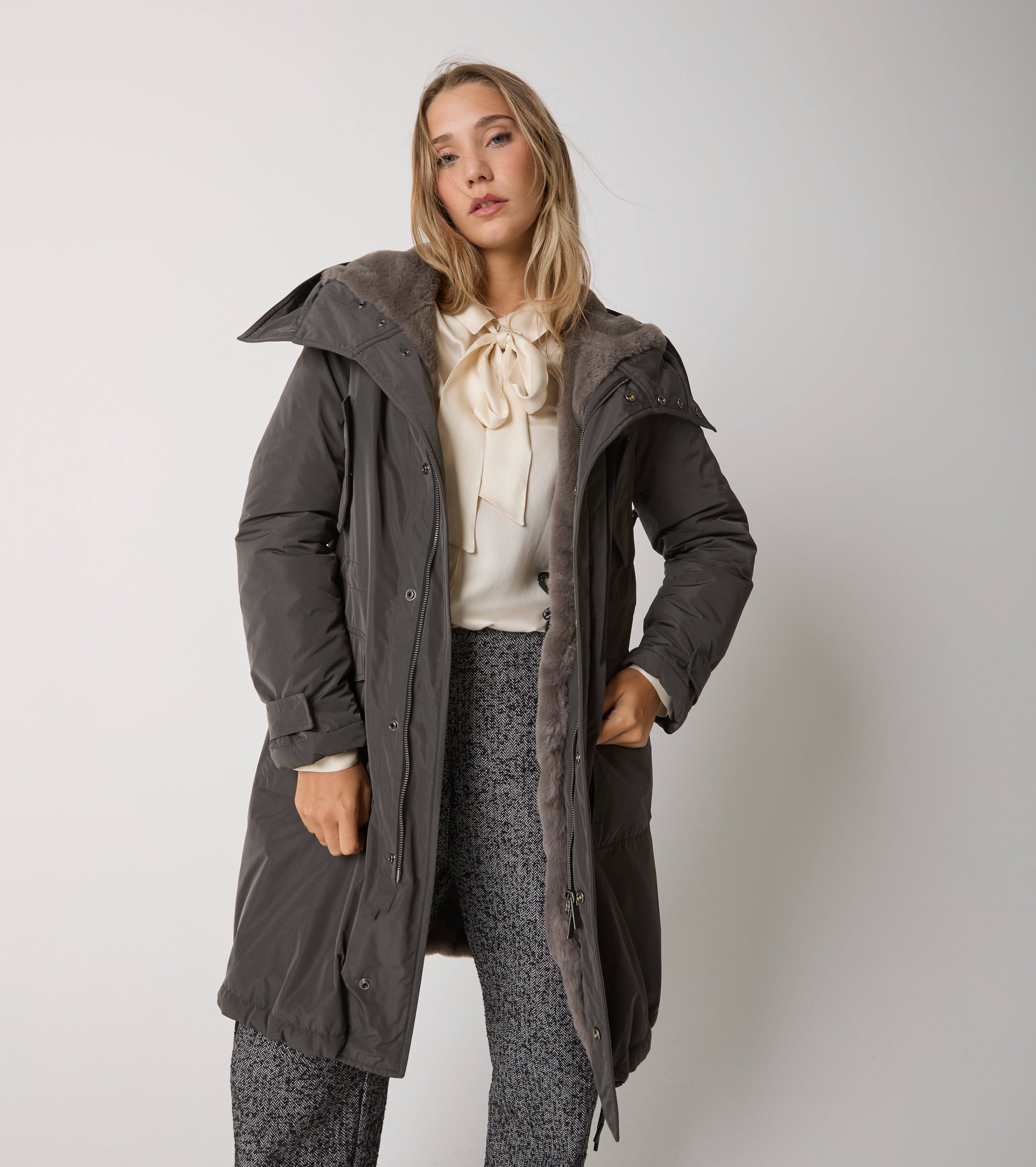 Parka in nylon con cappuccio