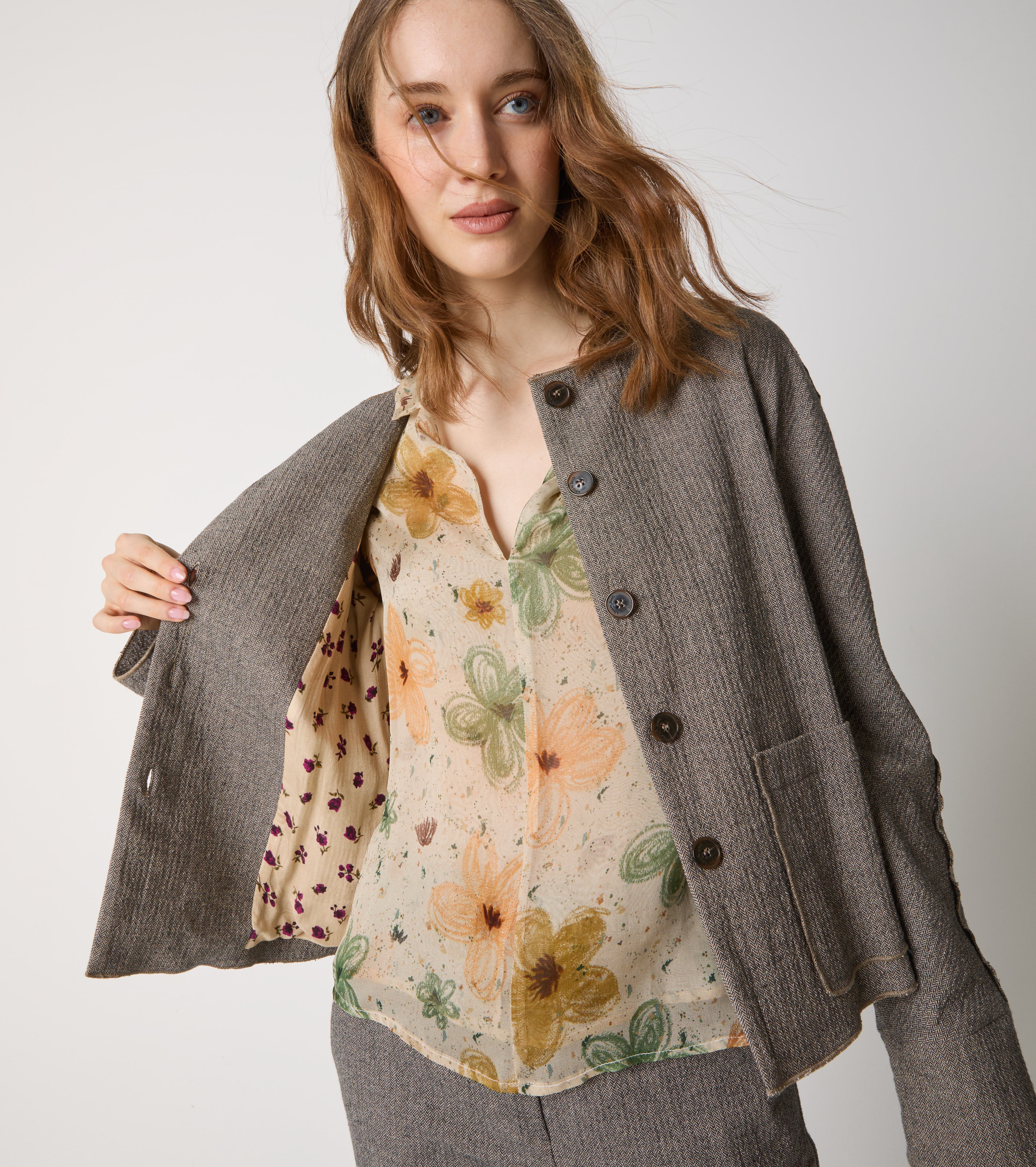 Blazer i stretch-bomuldsblanding