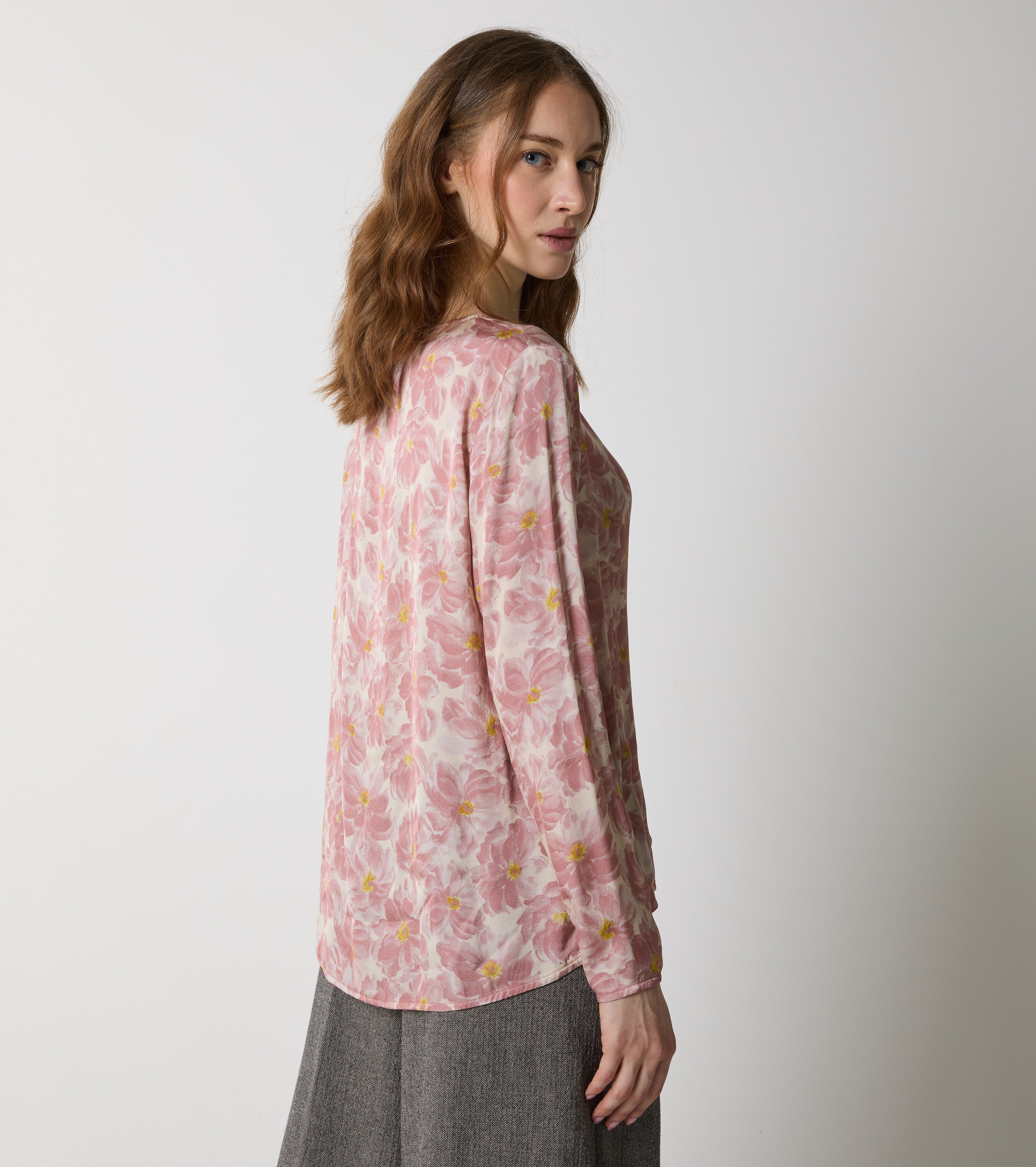 Bluse med print og lange ærmer