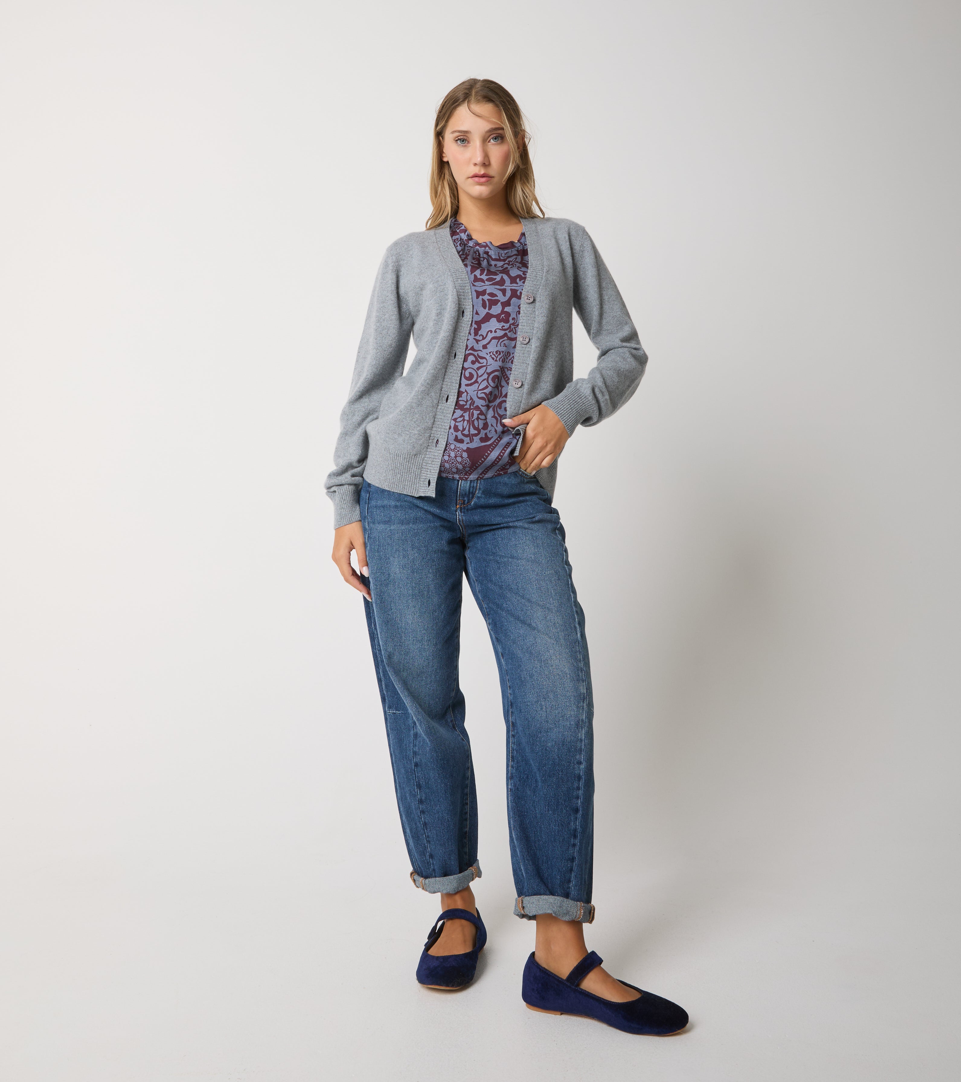Cardigan i kashmir med knapper