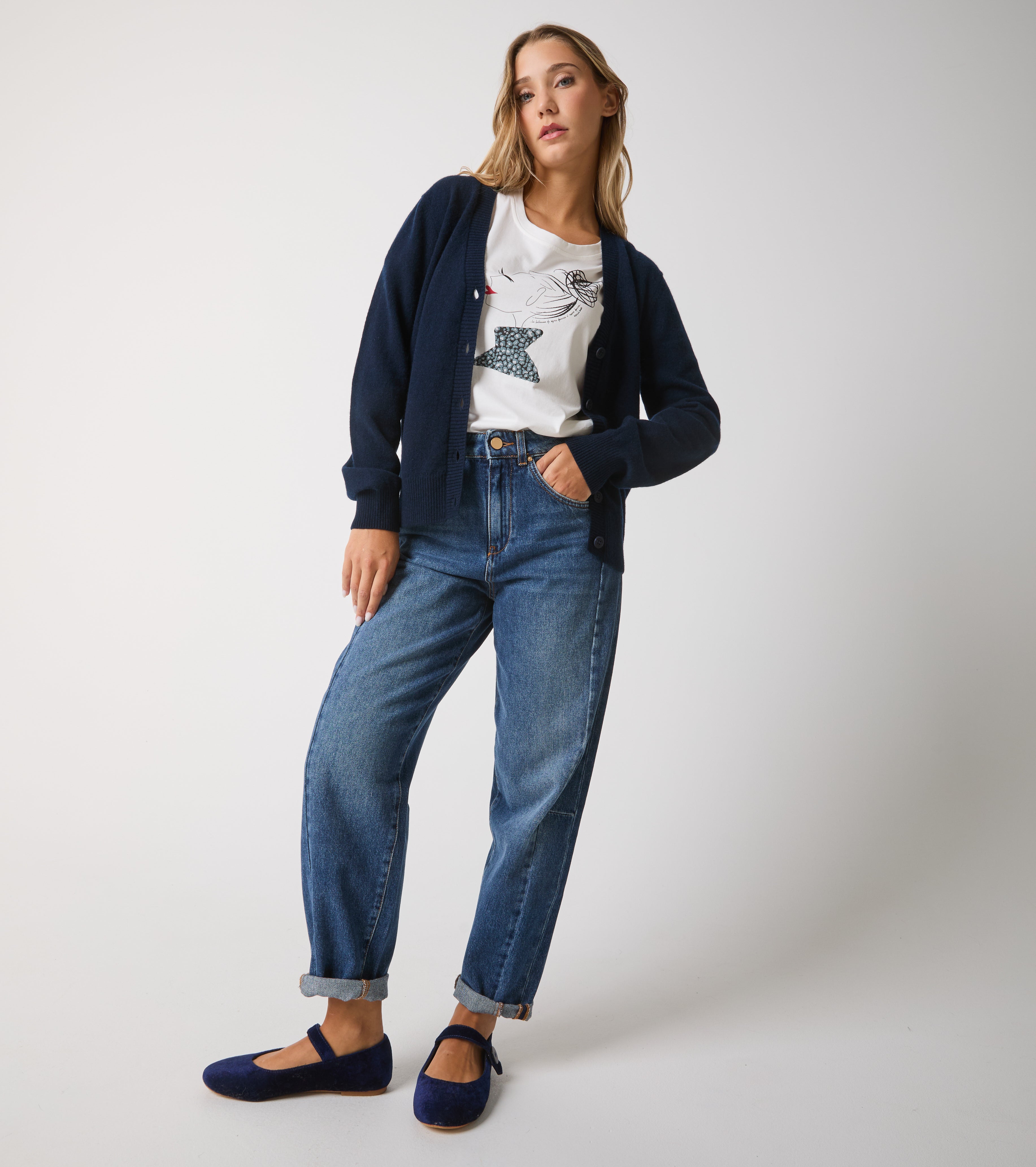 Cardigan i kashmir med knapper