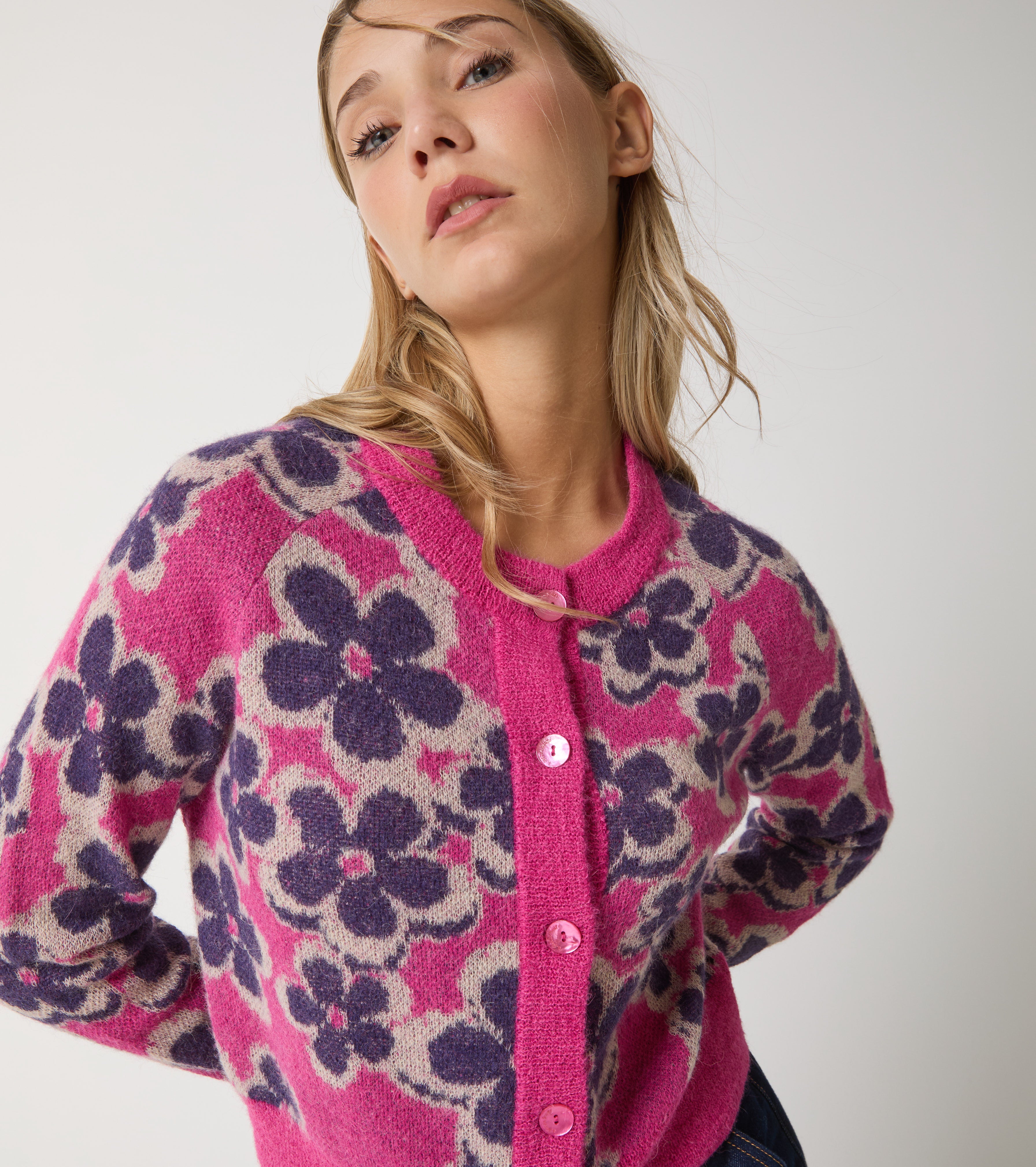 Jacquard-cardigan i alpaka