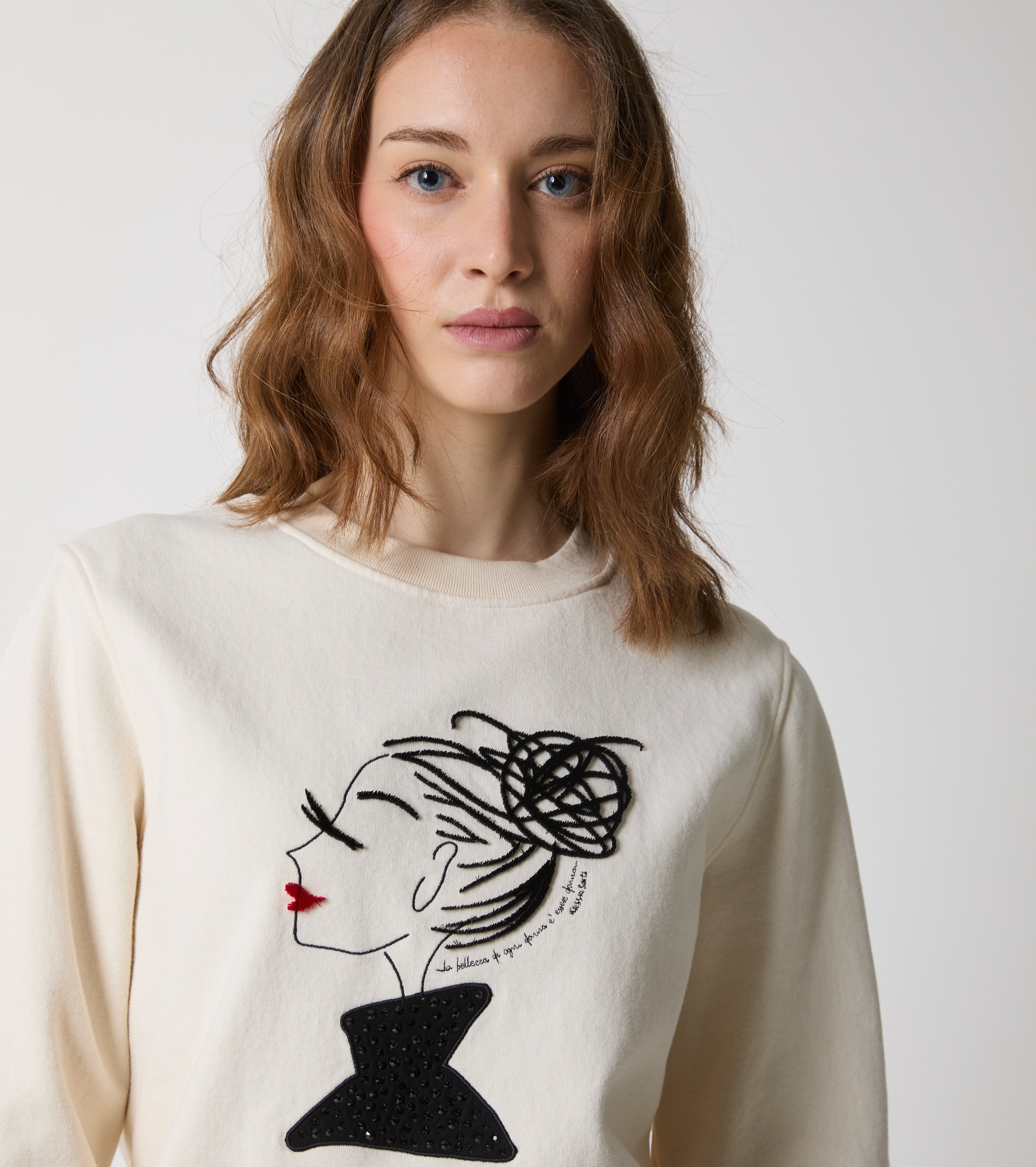 Sweatshirt med rund hals i bomuld