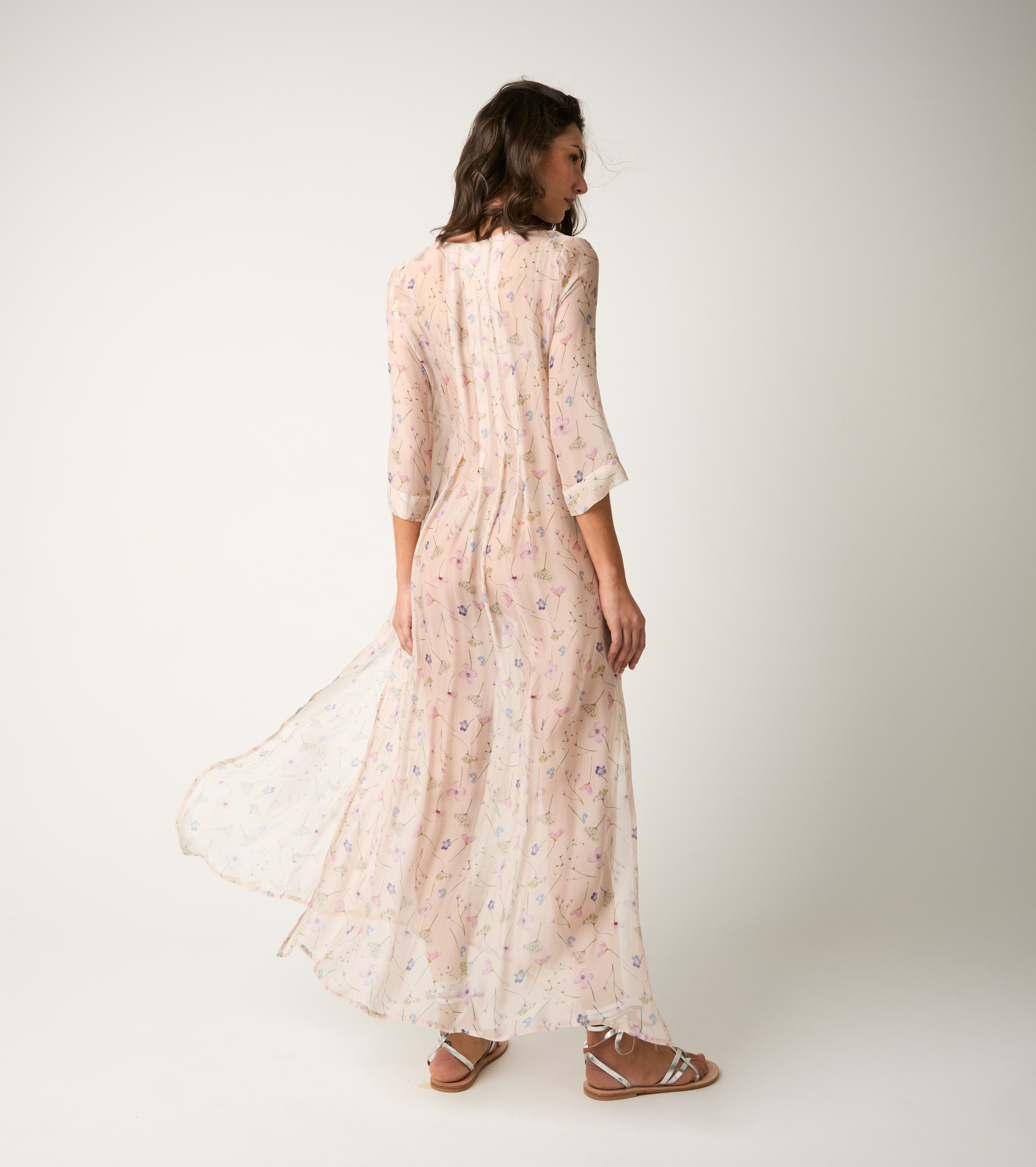 Long floral V-neck dress