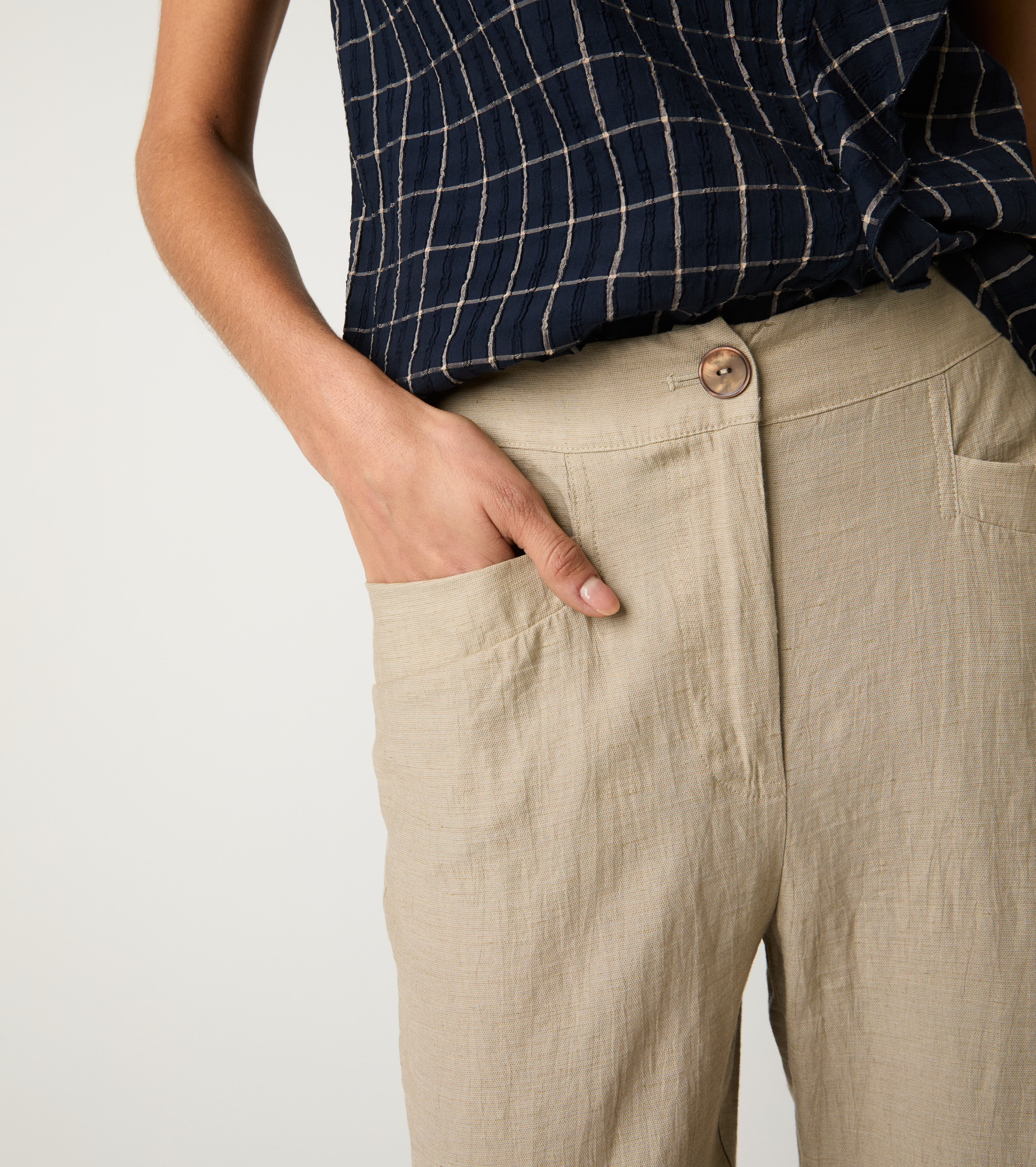 Pantaloni in misto lino con tasche gres