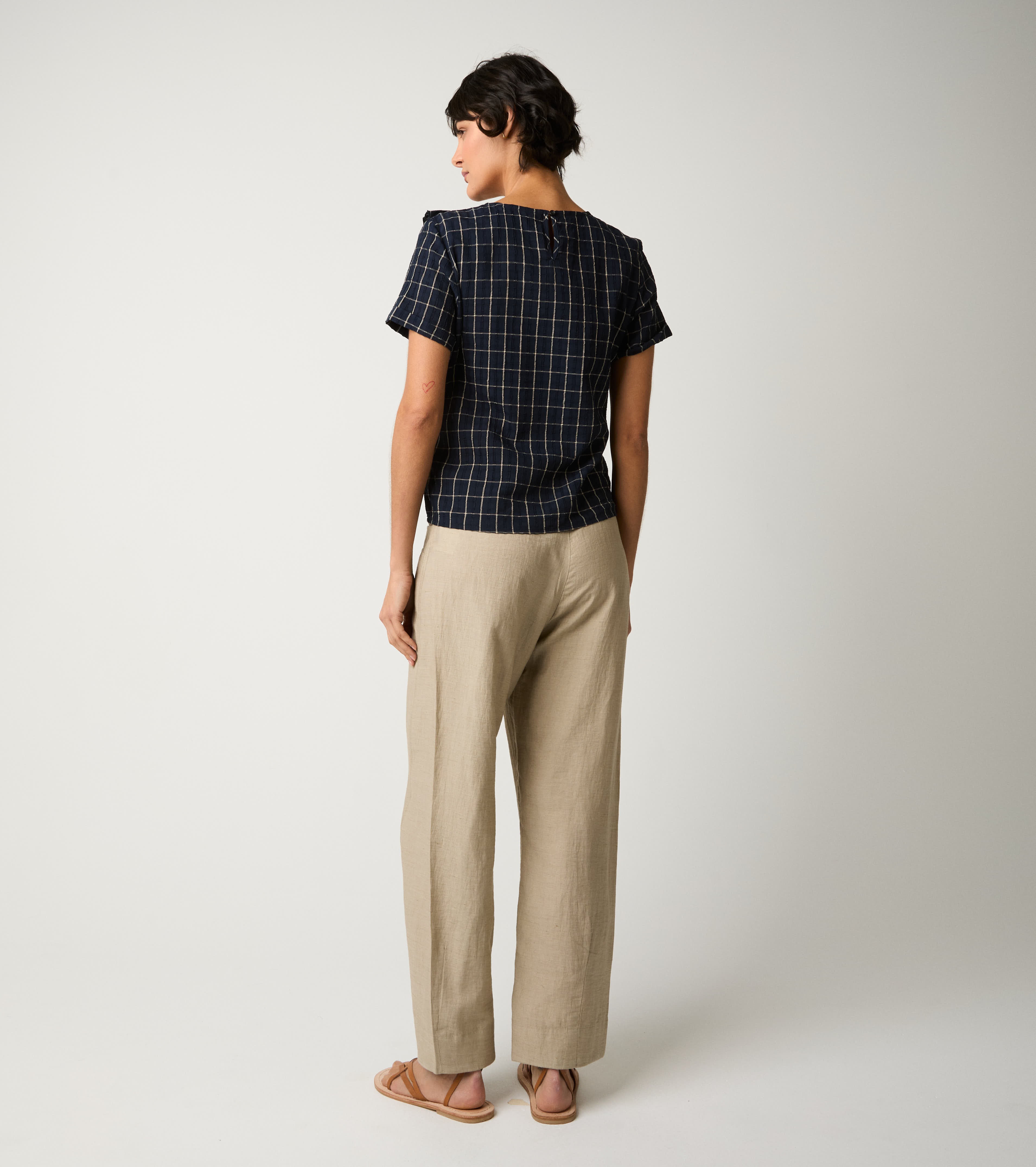 Pantaloni in misto lino con tasche gres