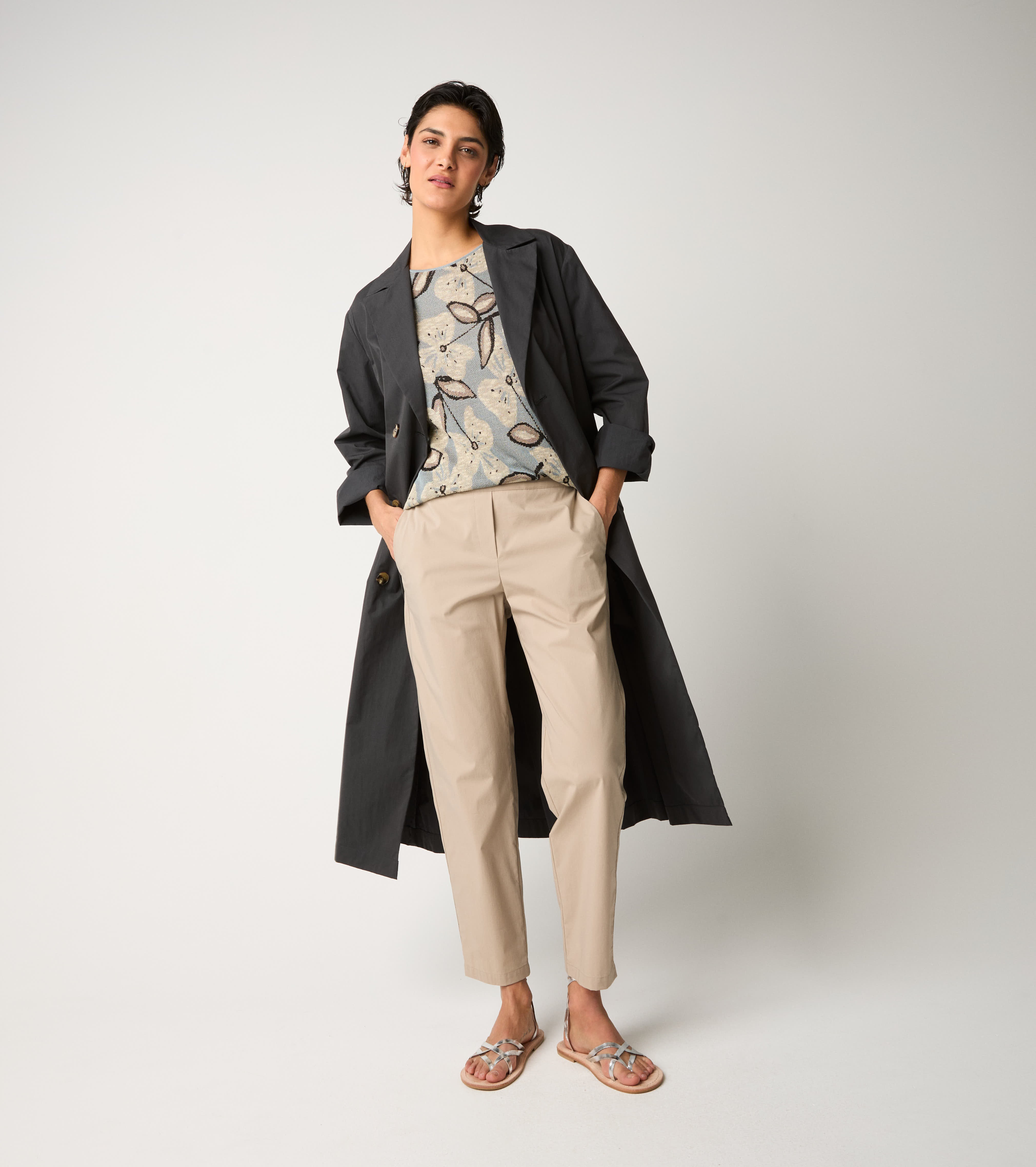Cotton trousers with elastic gres