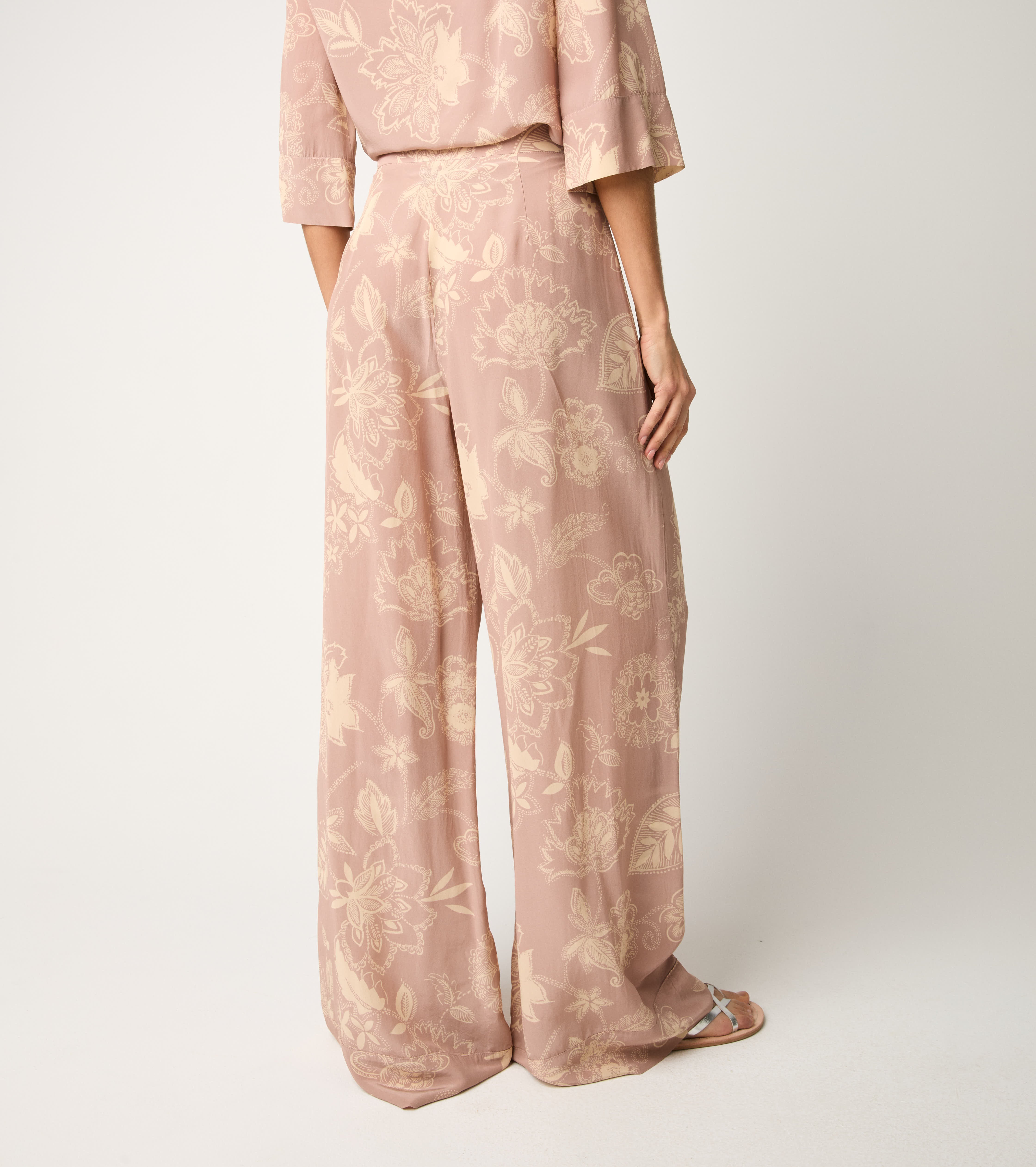 Pantaloni con stampa paisley floreale fiore