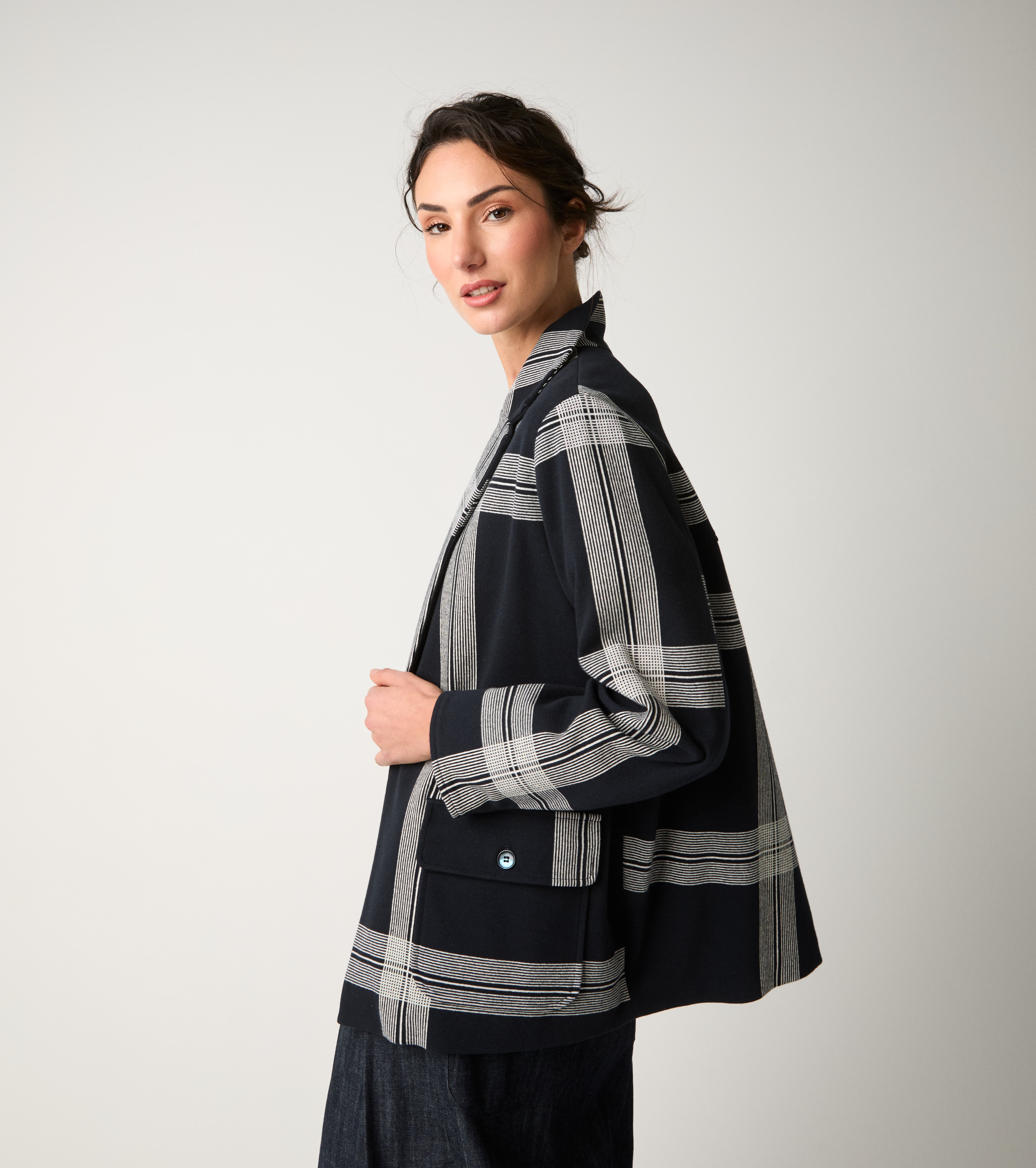 Blazer monopetto in cotone check check
