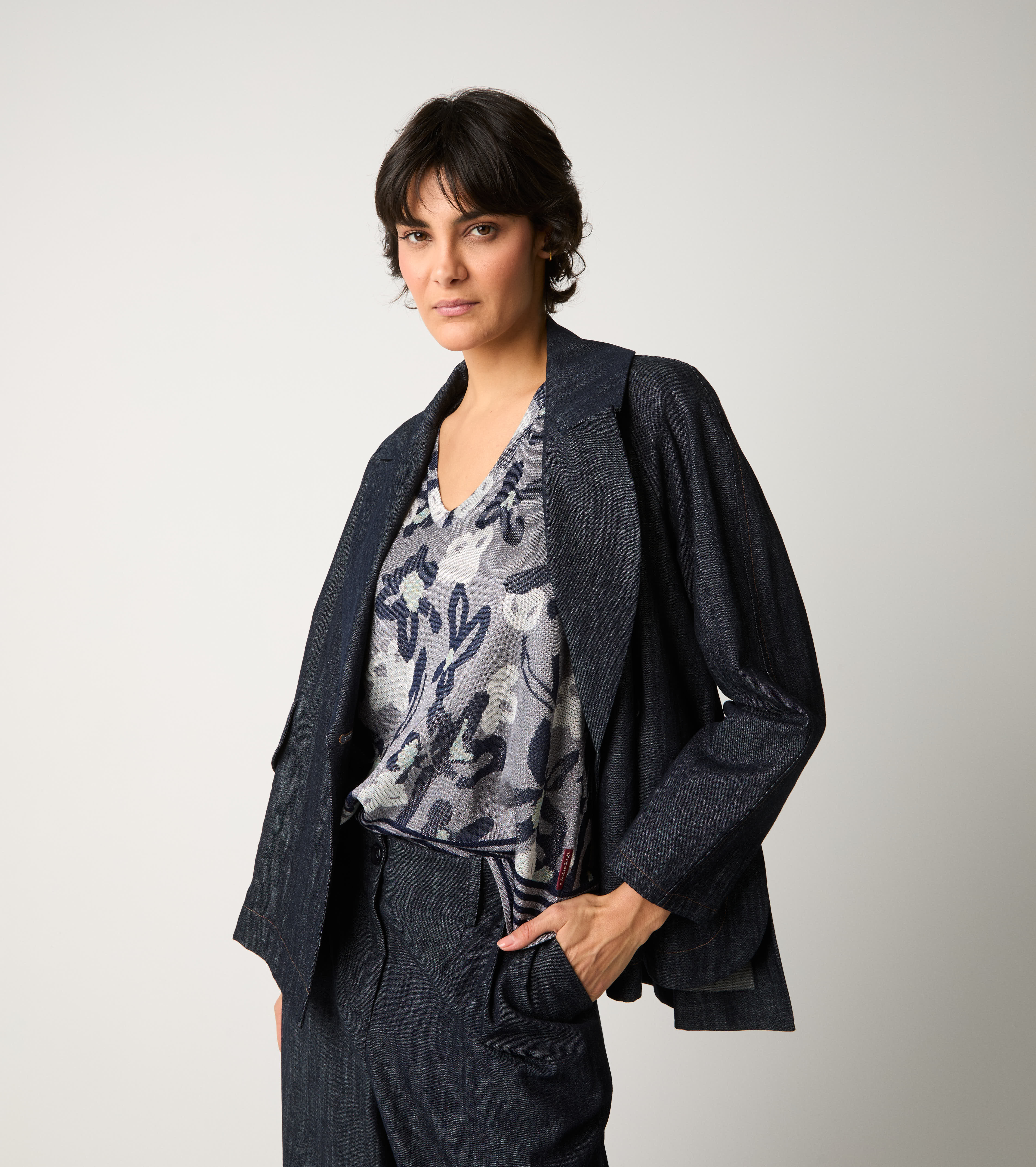 Blazer doppiopetto in denim unico