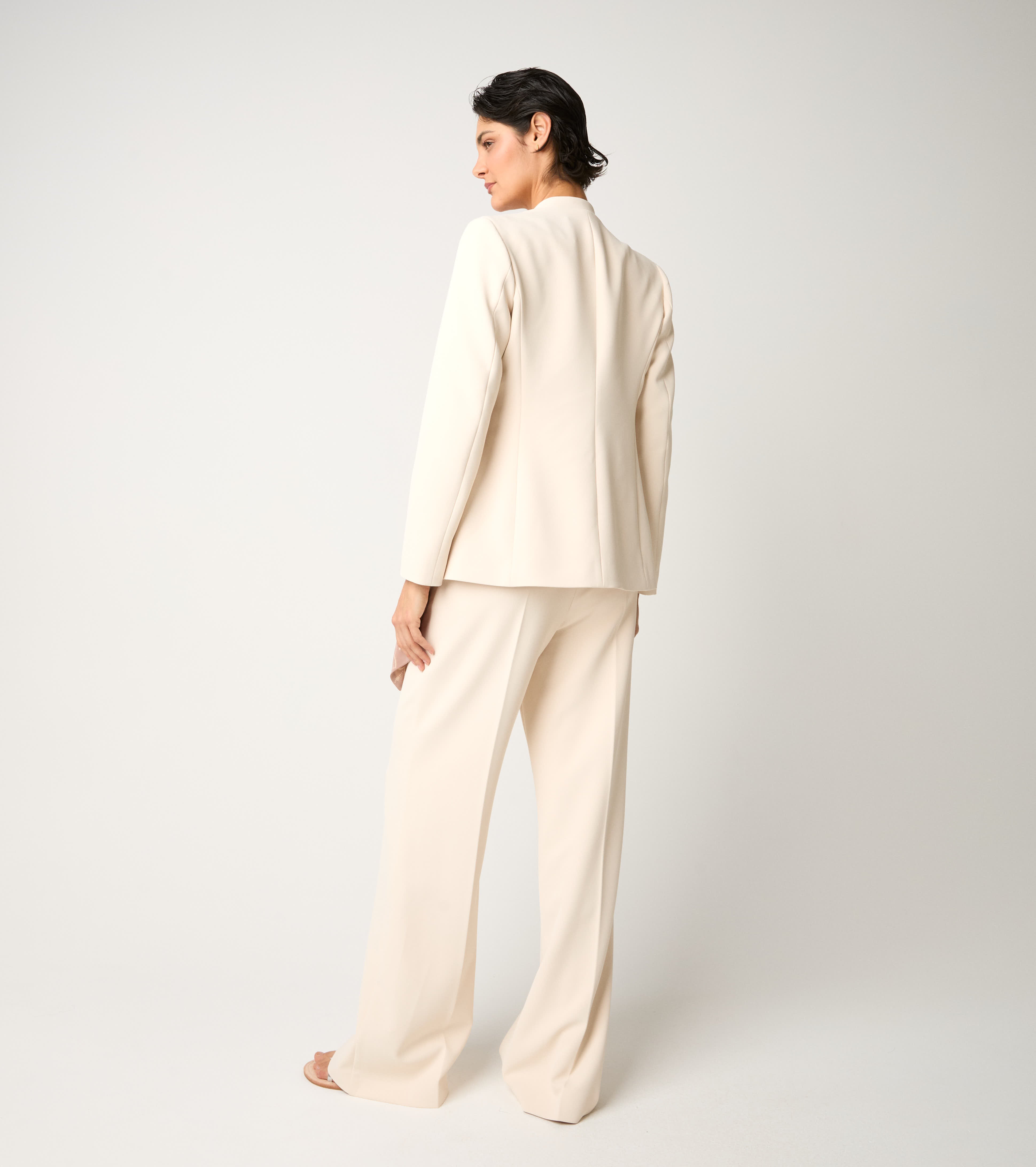 Champagne V-neck single-breasted blazer