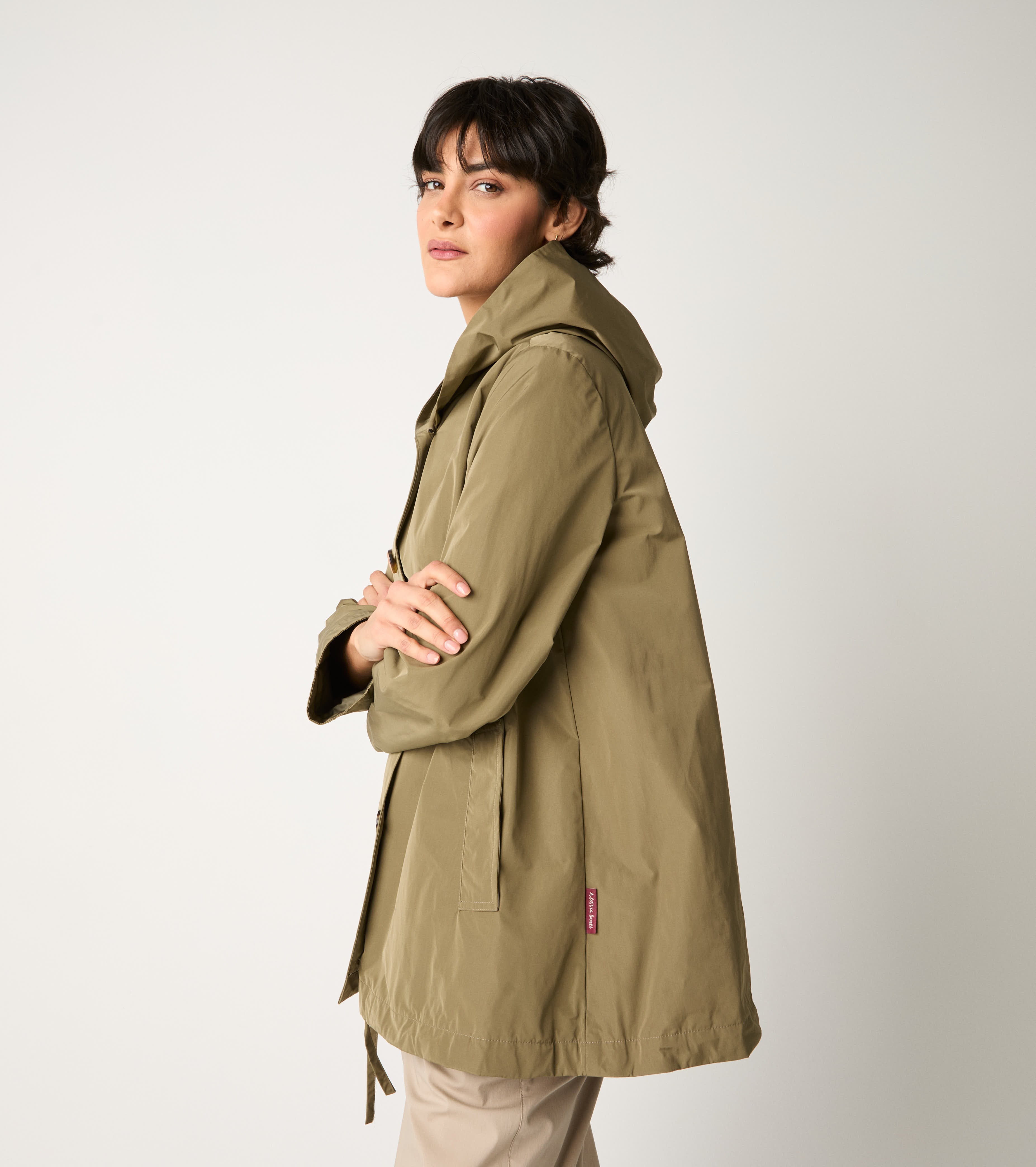 Parka corto con bottoni khaki