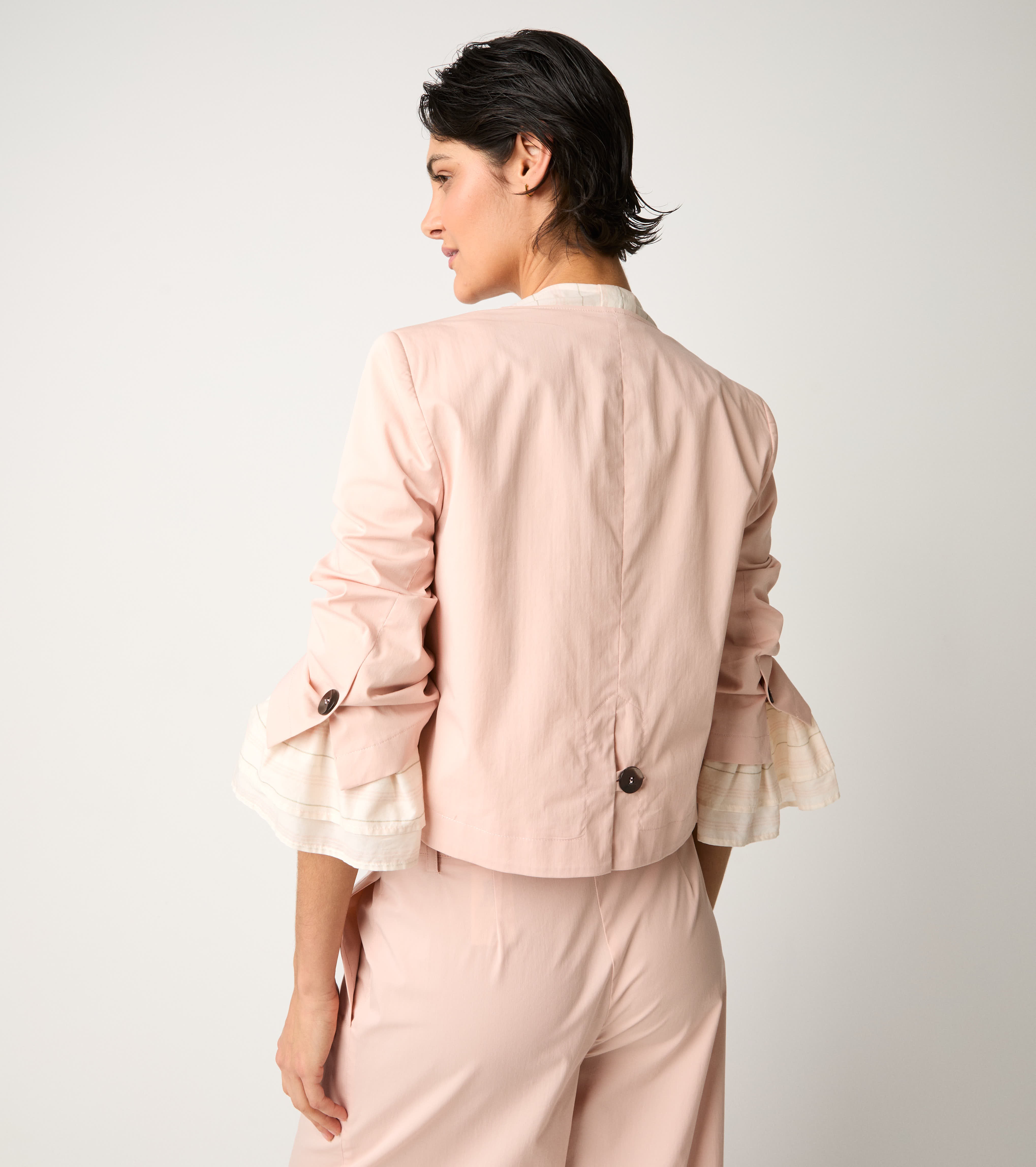 Giacca cropped con maniche a tre quarti blush