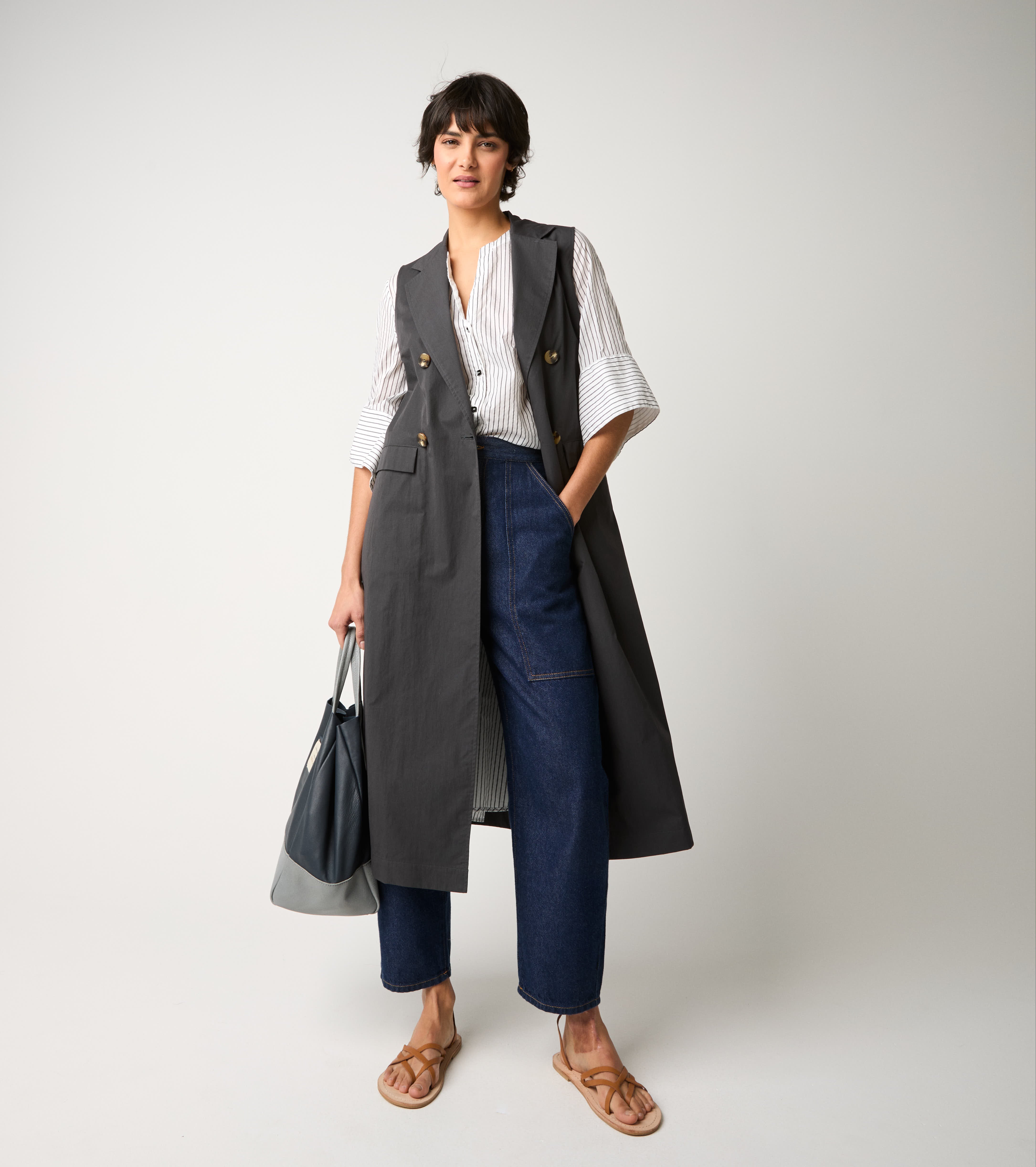 Gilet lungo in cotone antigoccia lavagna