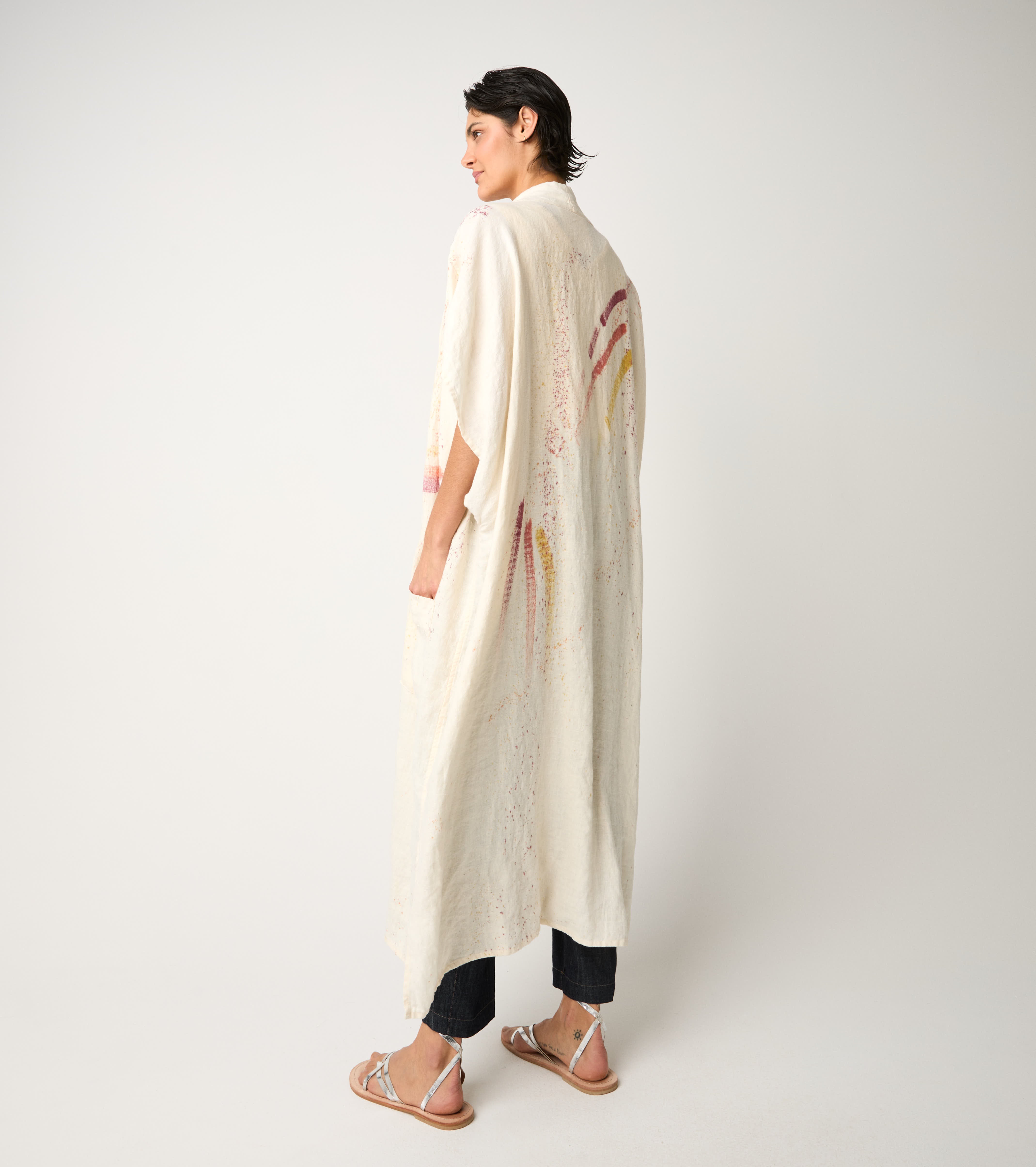 Giacca kimono lunga con stampa tribale