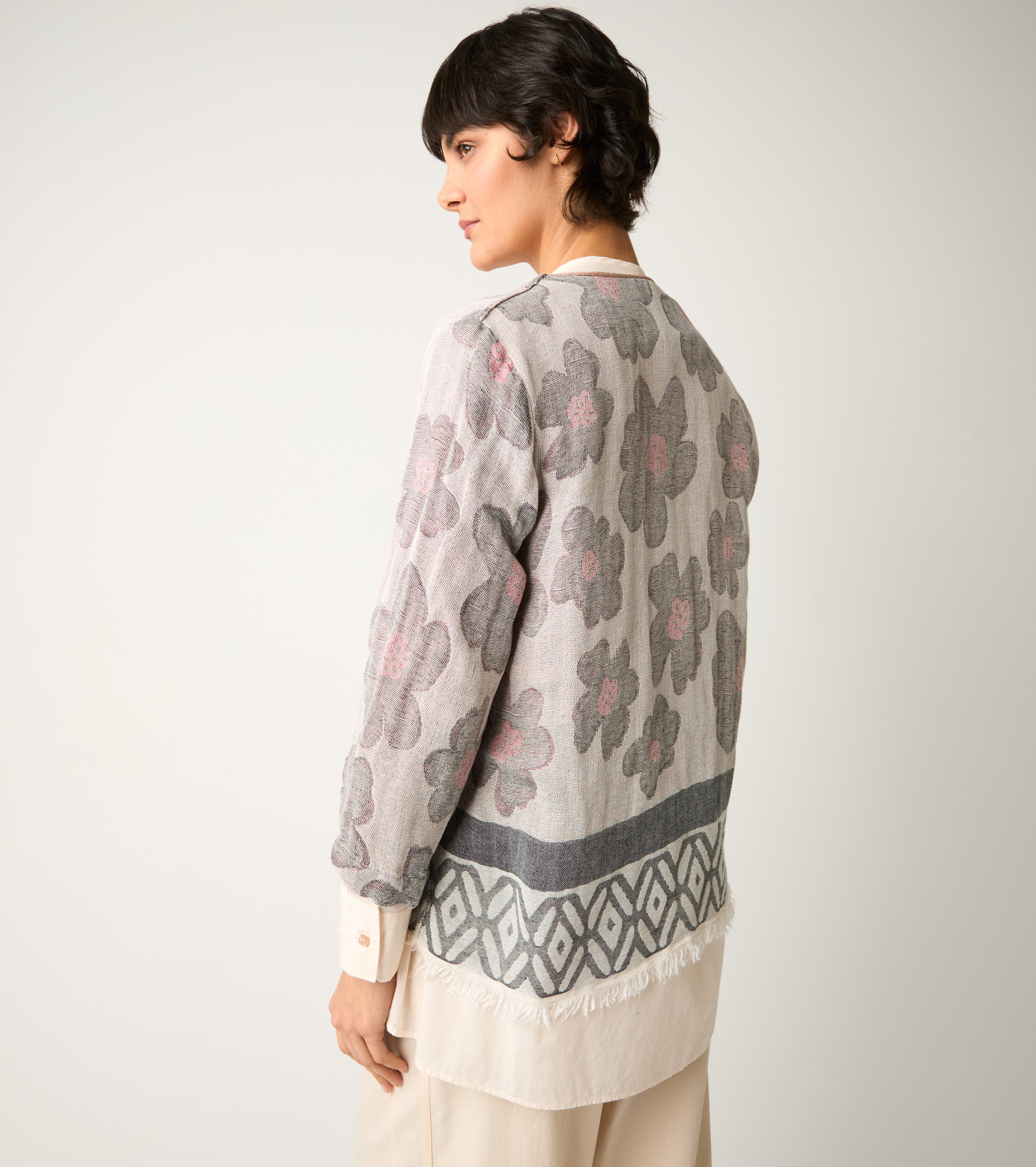 Giacca jacquard con bottoni sabbia