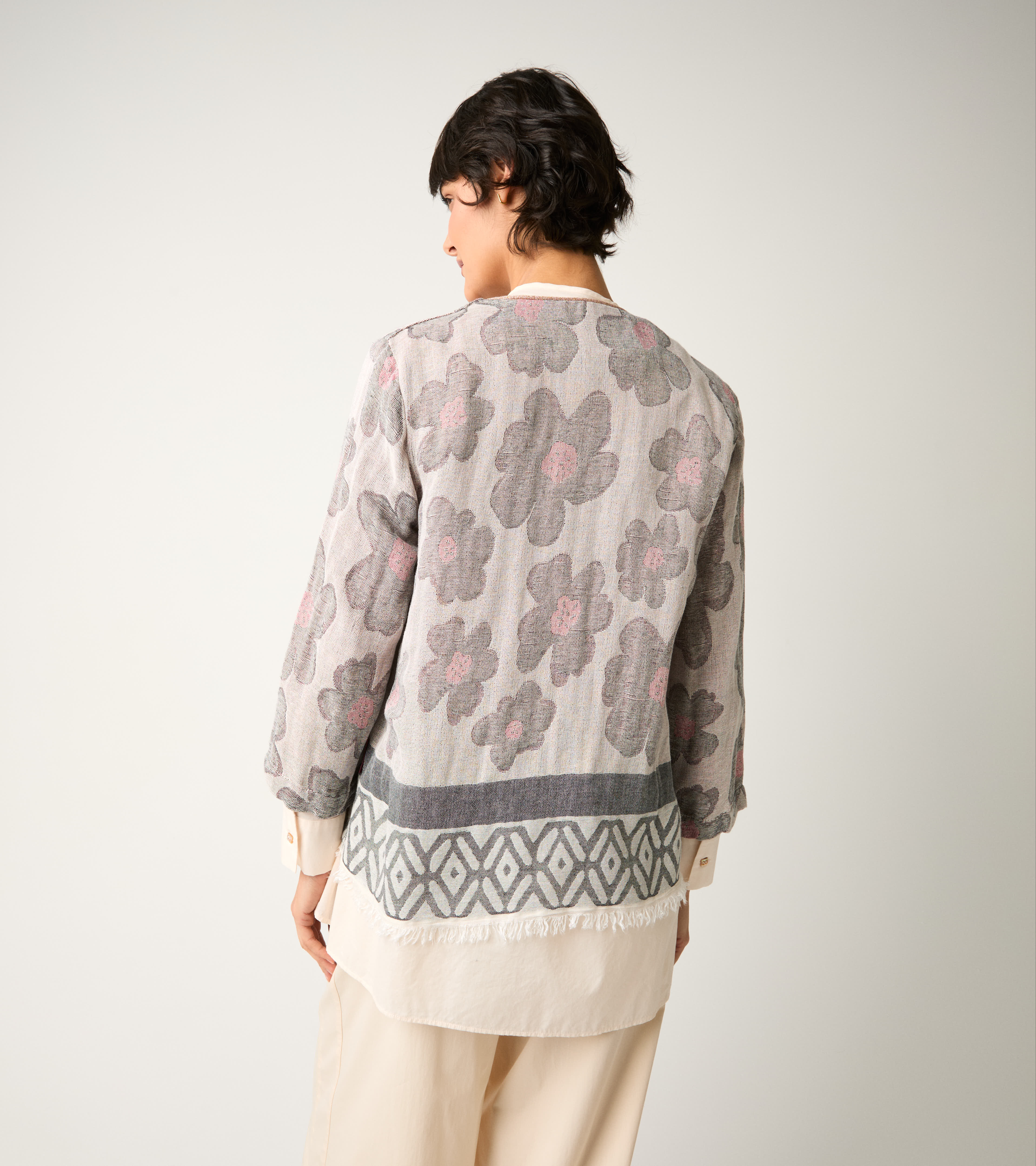 Giacca jacquard con bottoni sabbia