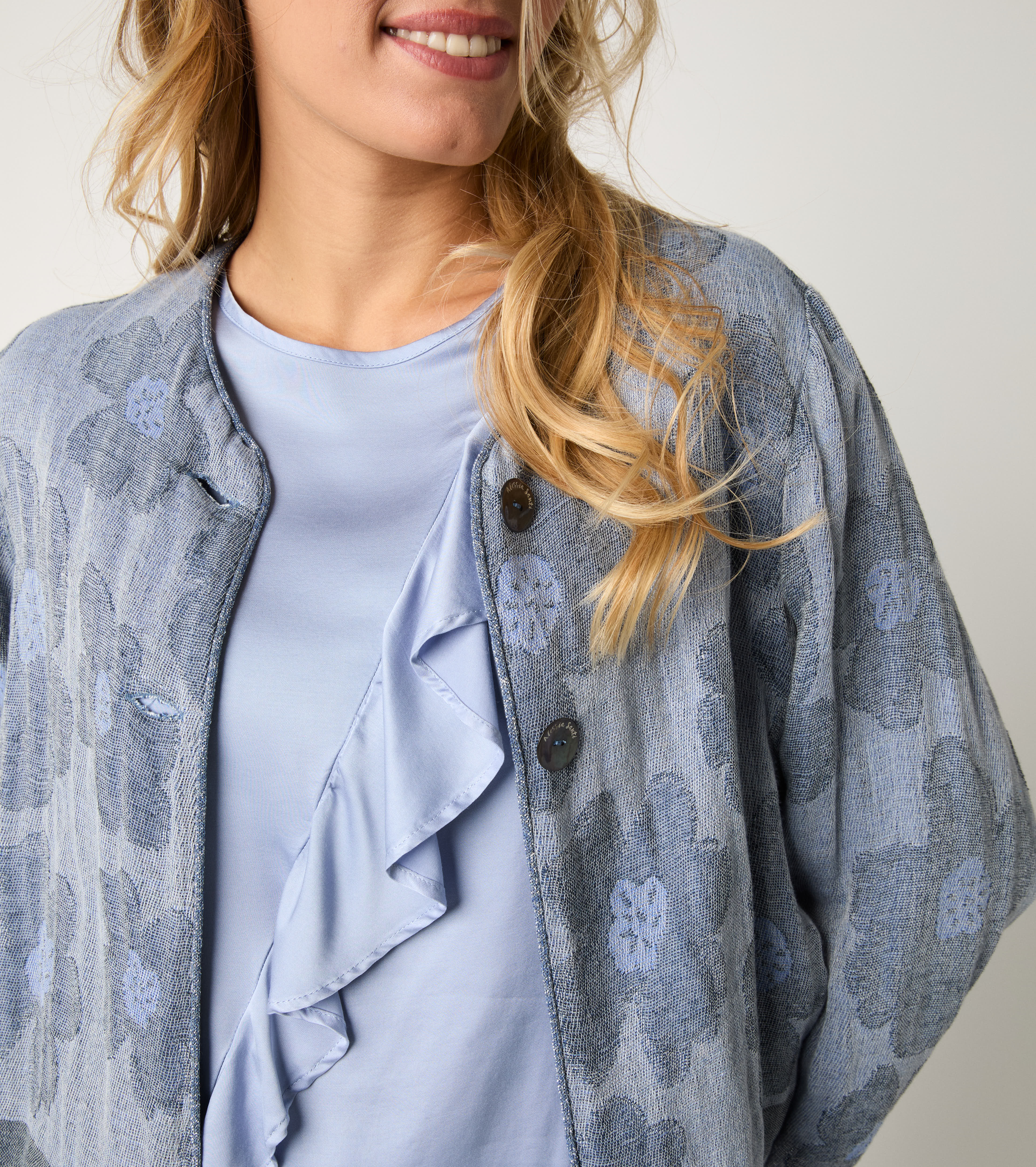 Giacca jacquard con bottoni jeans