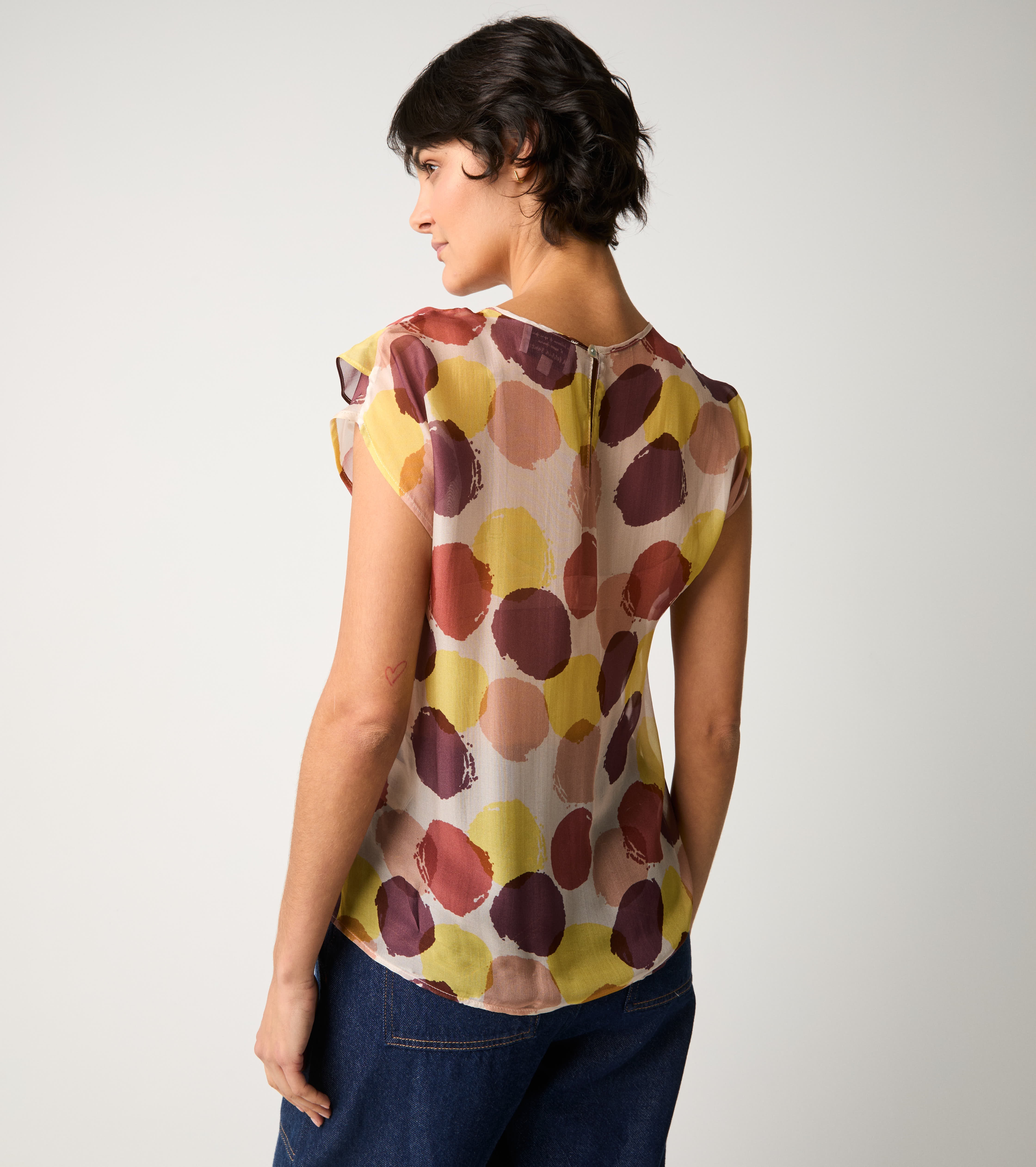 Blusa a pois con rouches pois