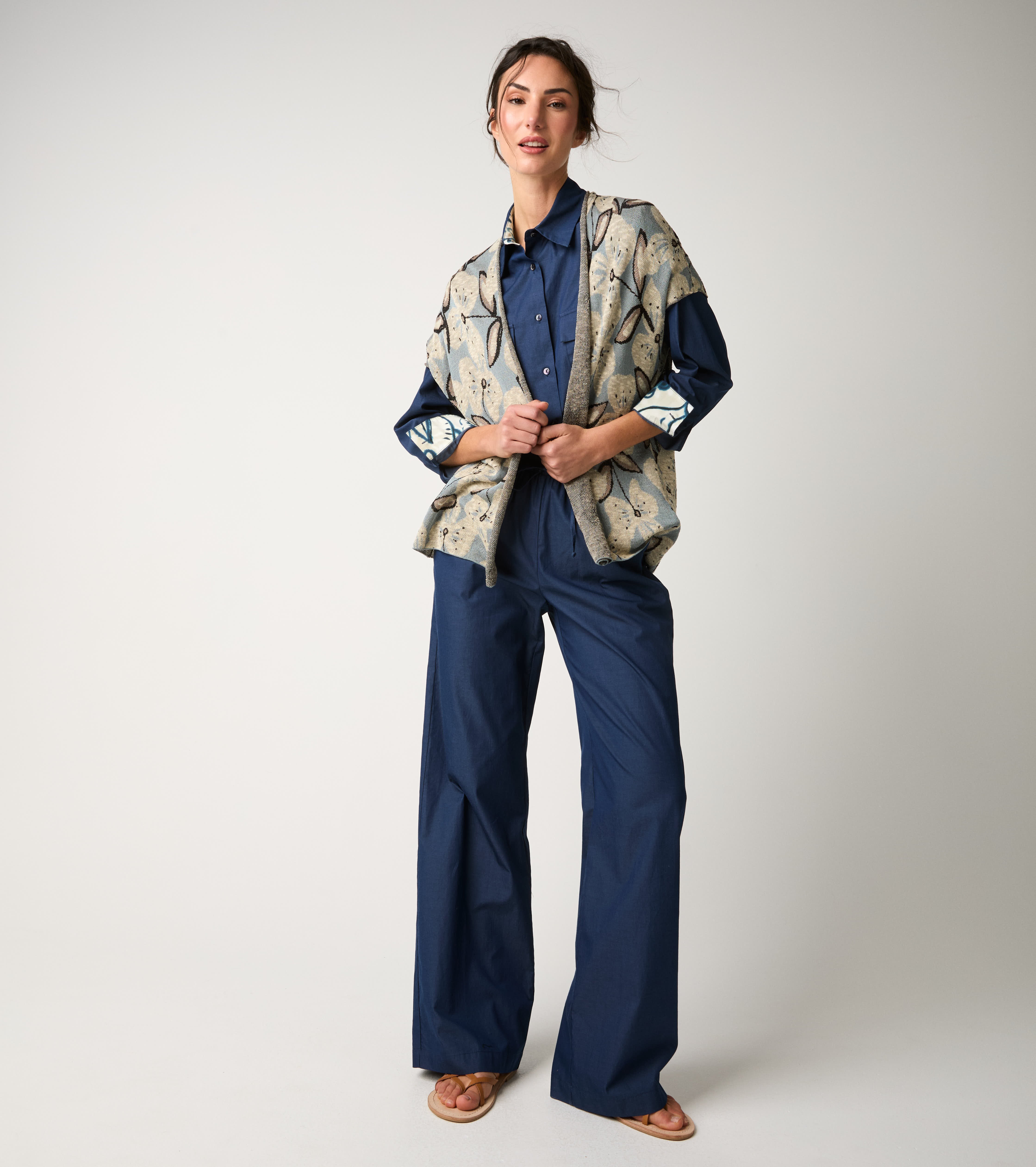 Cardigan jacquard con maniche corte selce