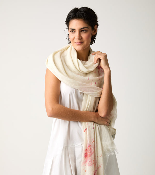 Floral fringed scarf