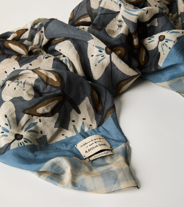 Floral silk blend scarf