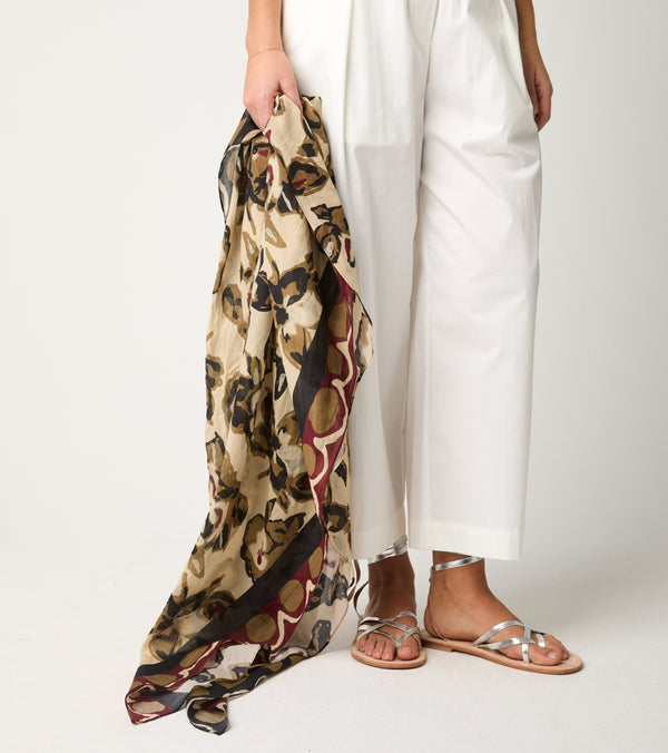 Cotton blend floral scarf