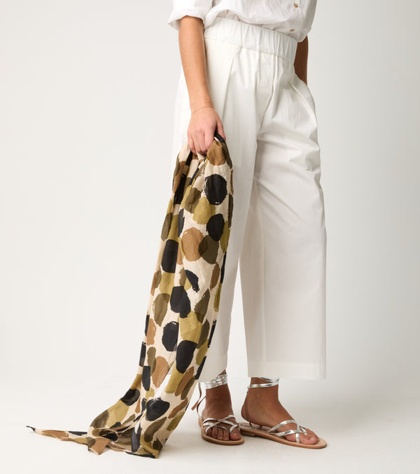 Polka dot printed silk blend scarf