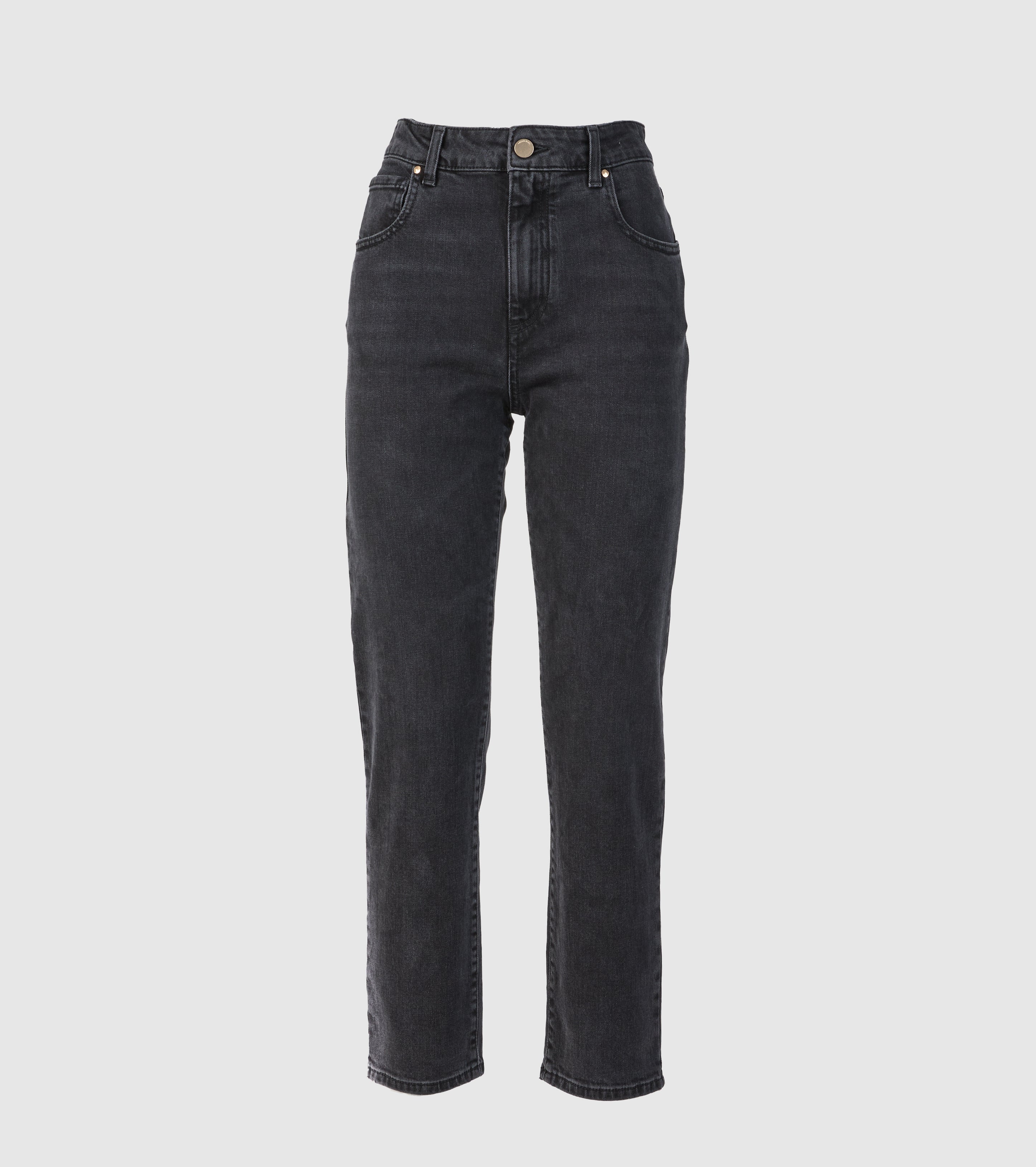 Jeans Straight Fit in Denim Nero Slavato