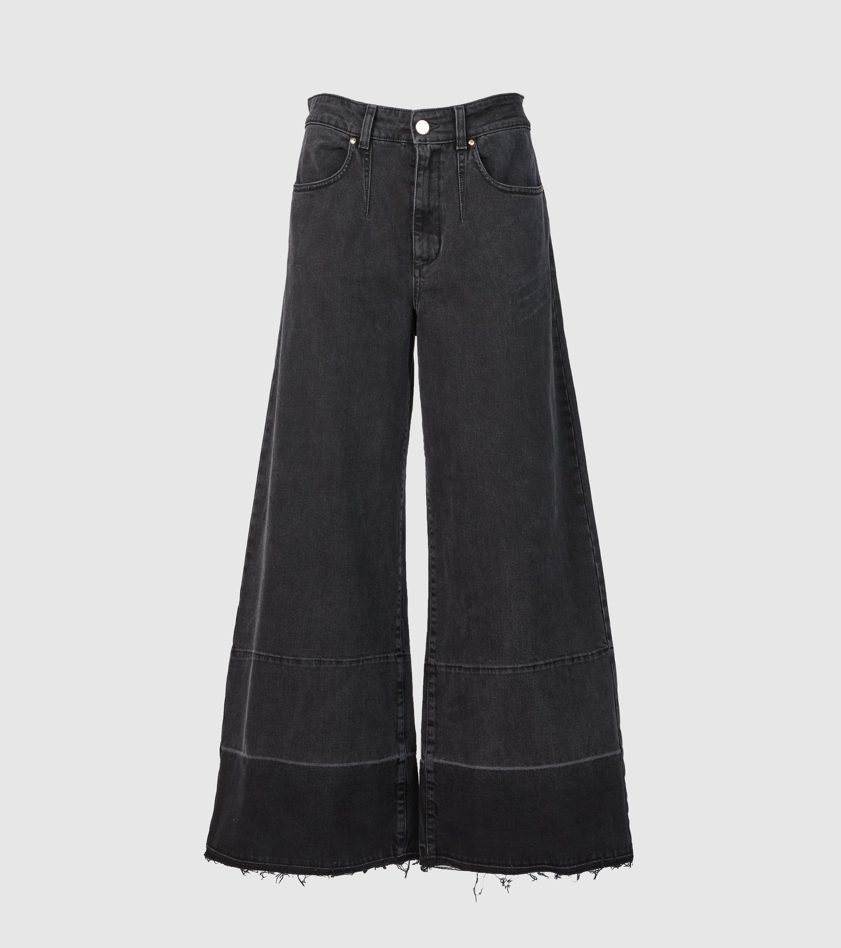 Jeans Palazzo in Denim Nero Slavato