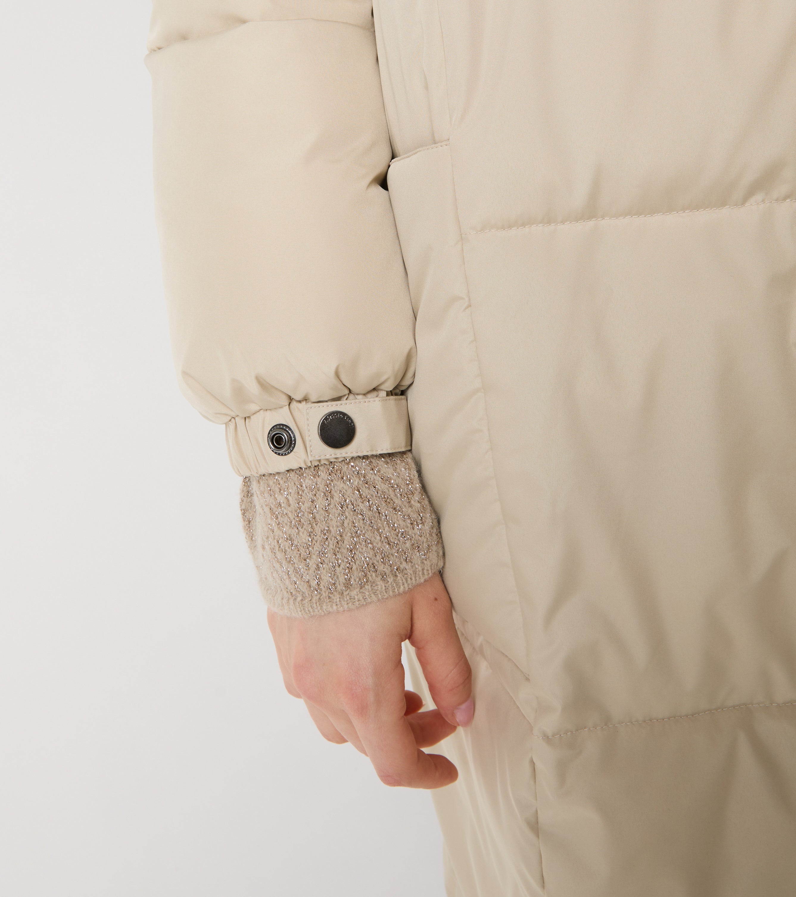 Long nylon down jacket with hood