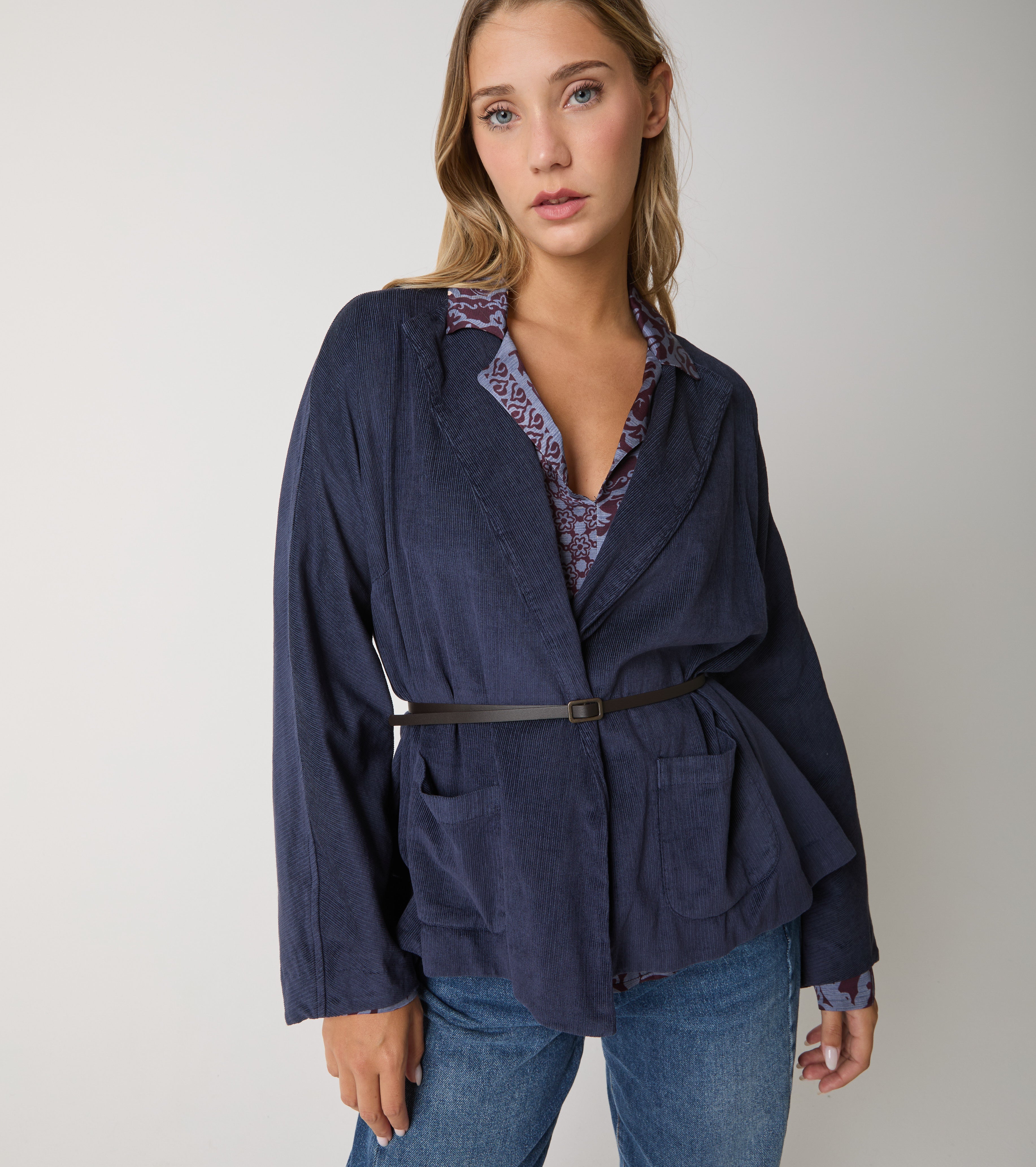 Velvet jacket with V-neck