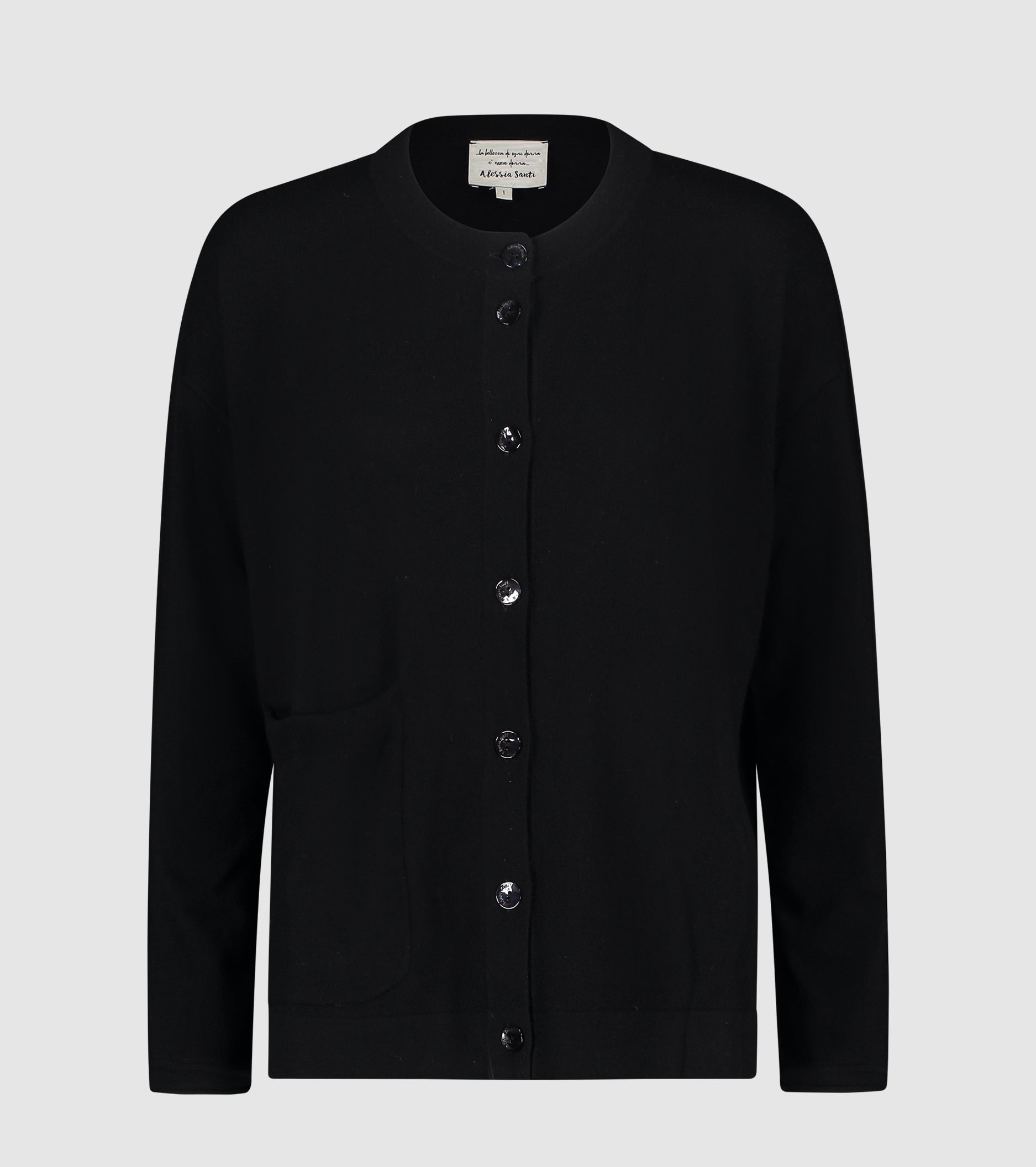 Uldcardigan med lomme og knapper
