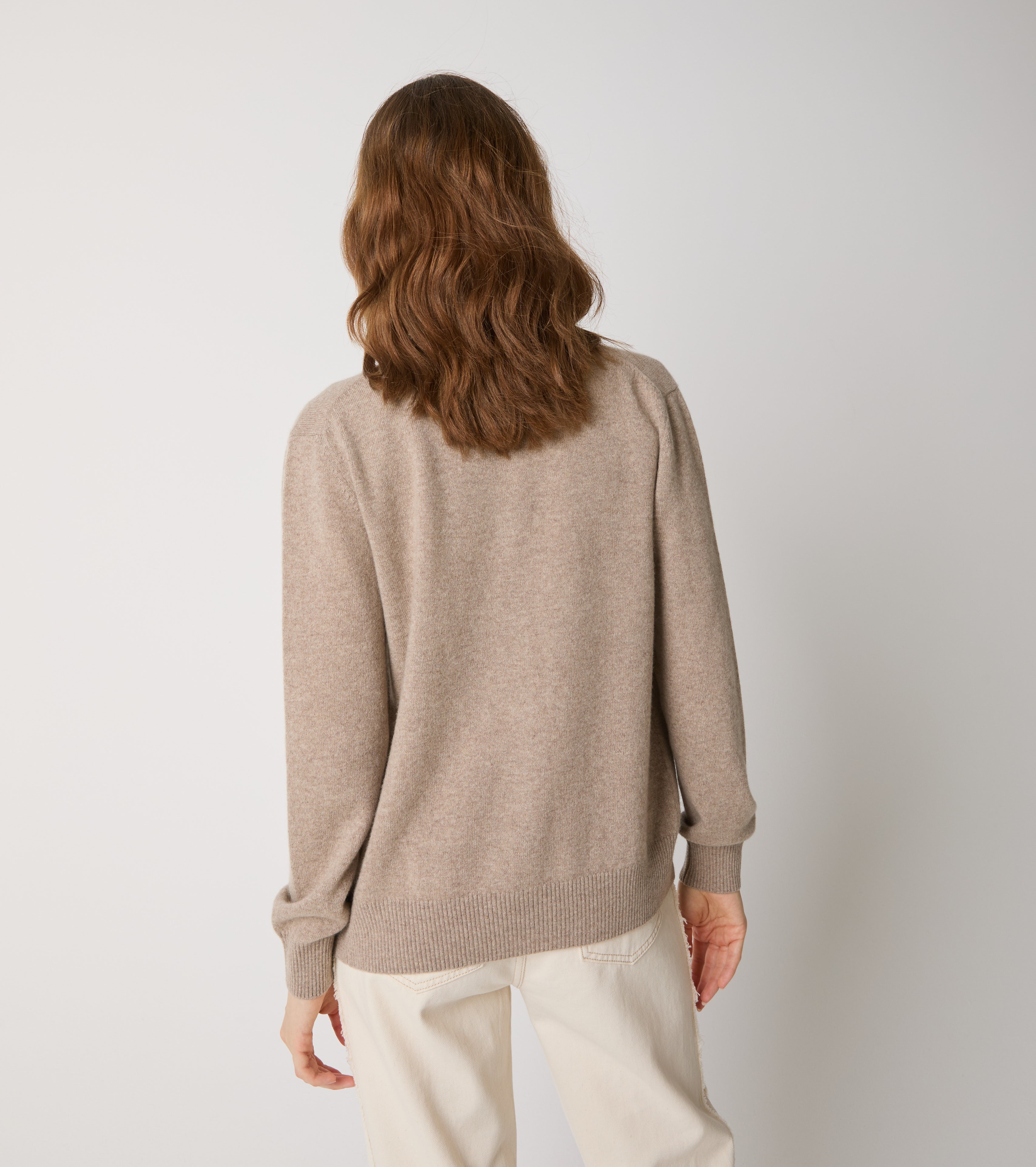 Cardigan girocollo in cashmere