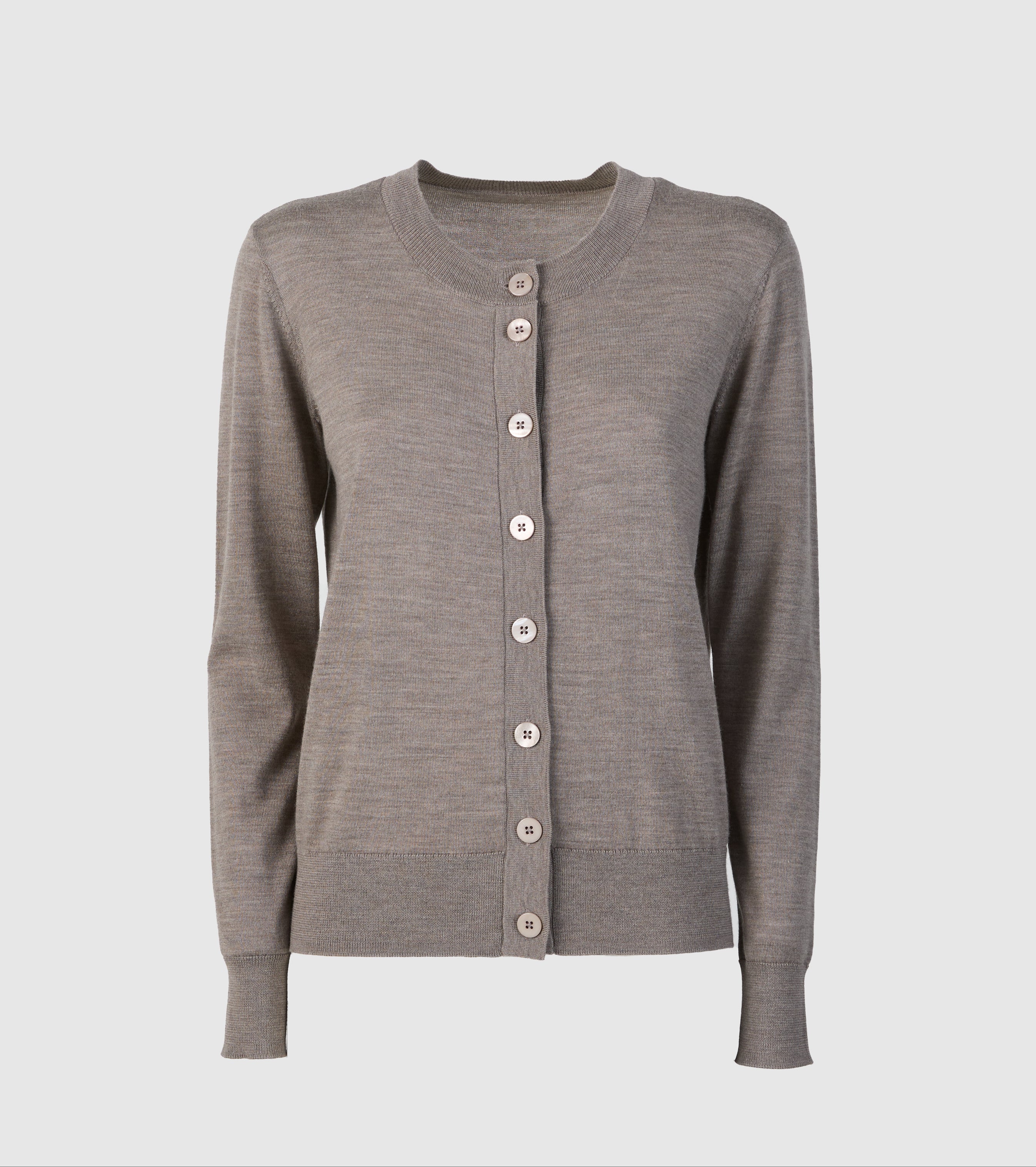 Cardigan med rund hals i uld