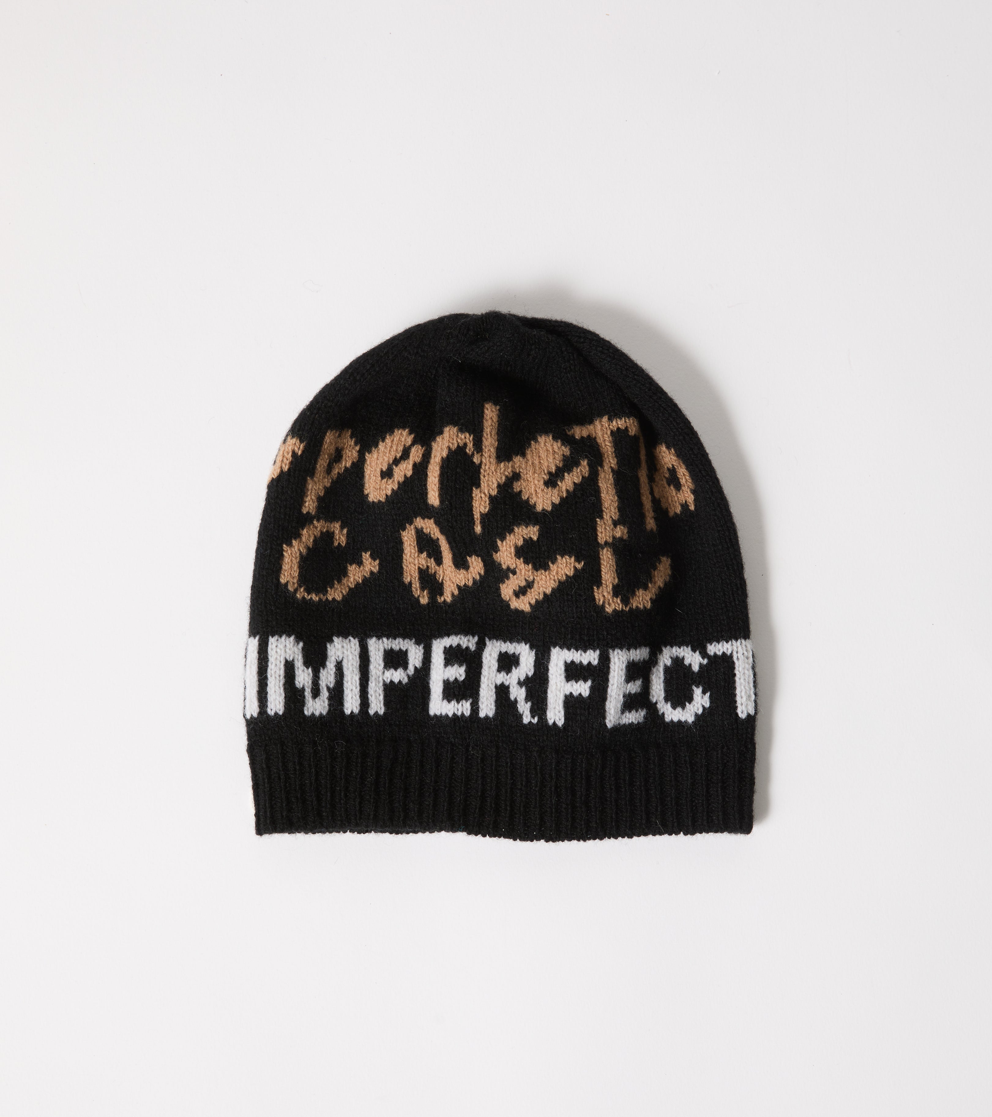 Wool beanie hat with lettering