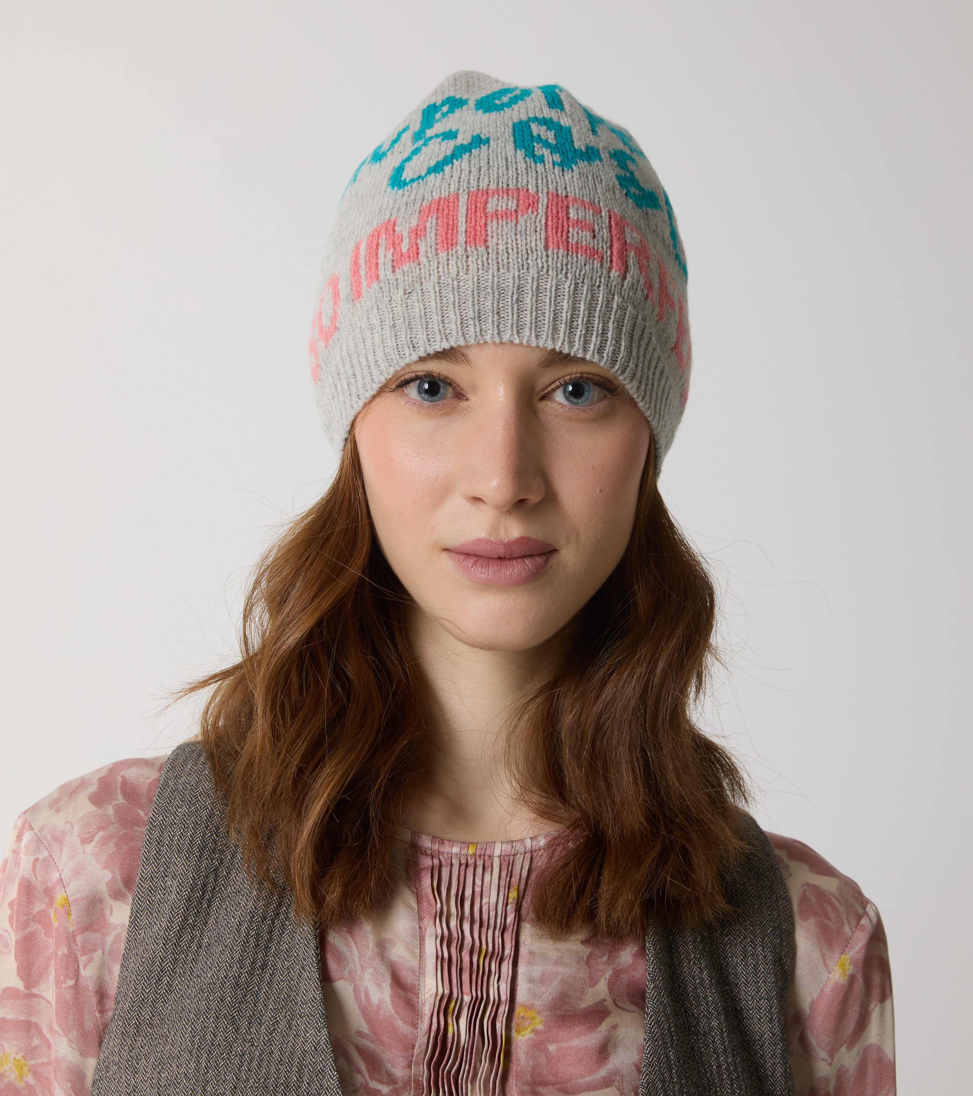 Wool beanie hat with lettering