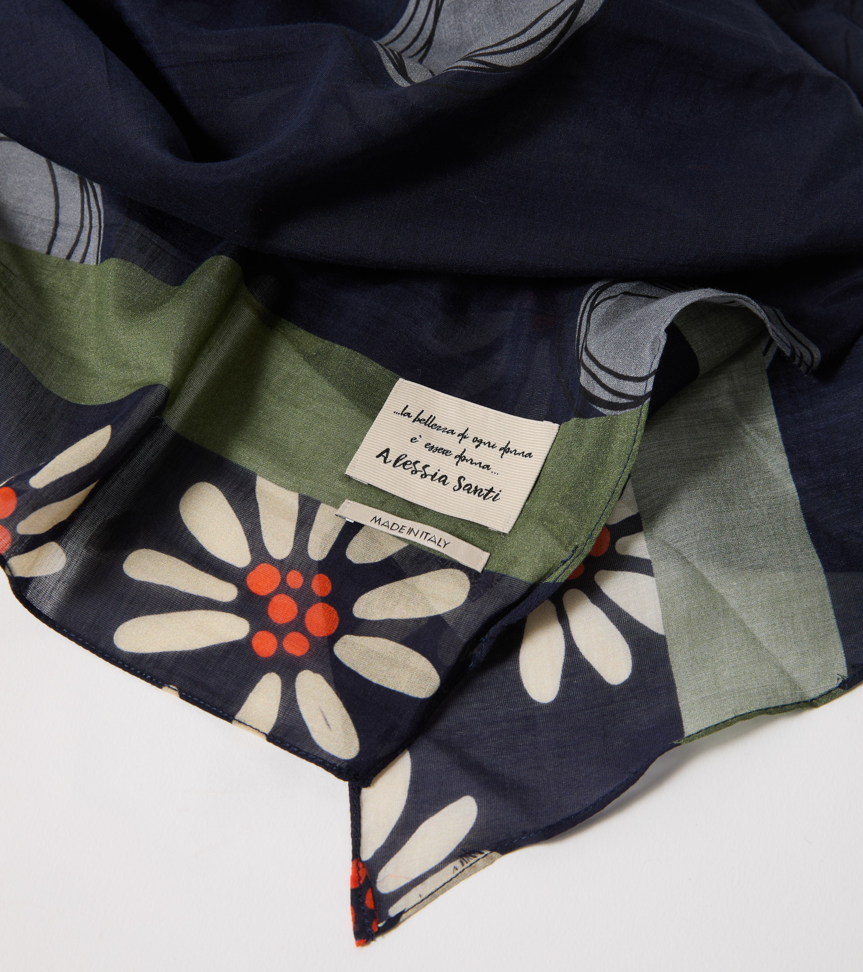 Cotton and silk scarf with flowers