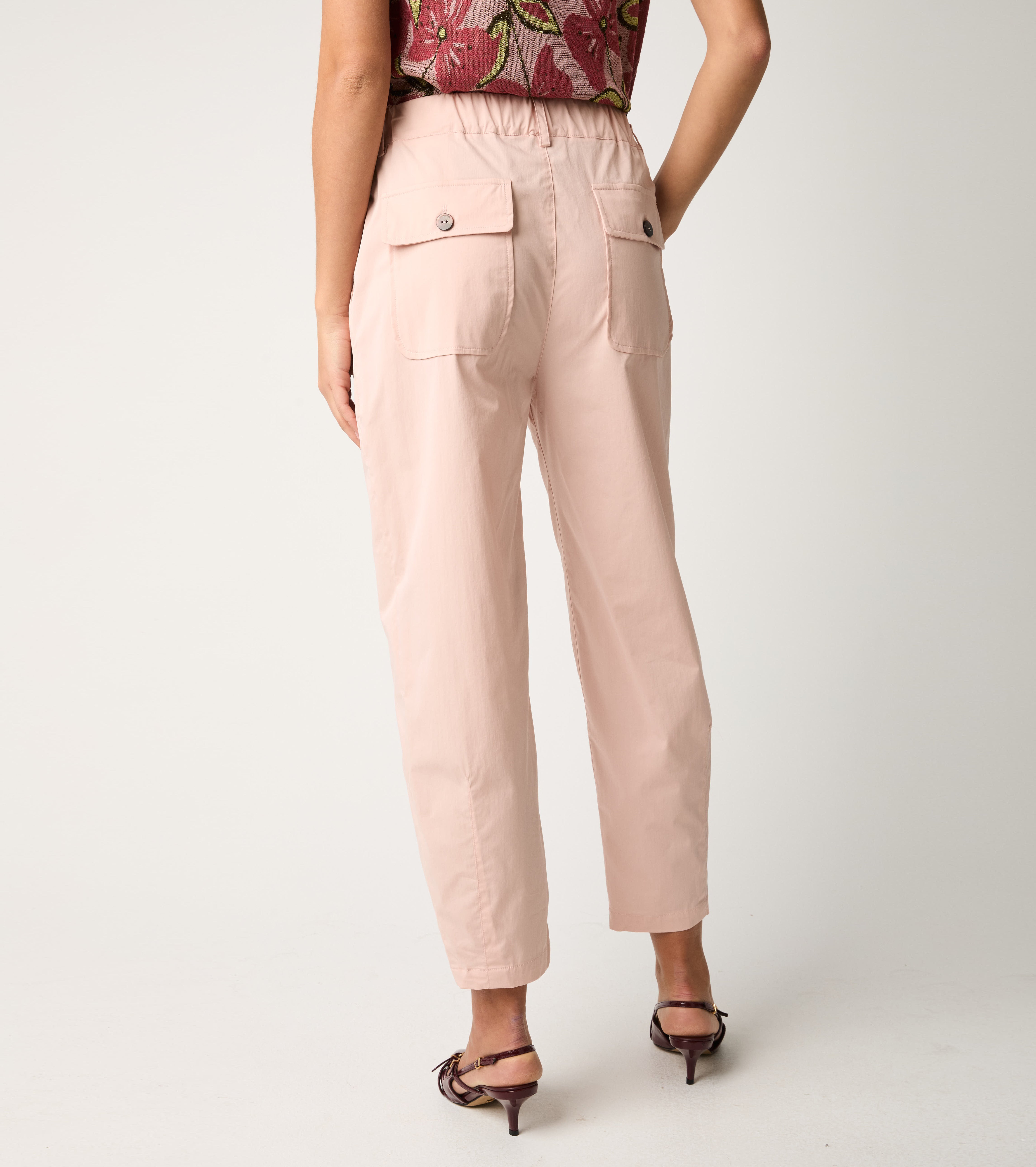 Stretch cotton blush cropped trousers