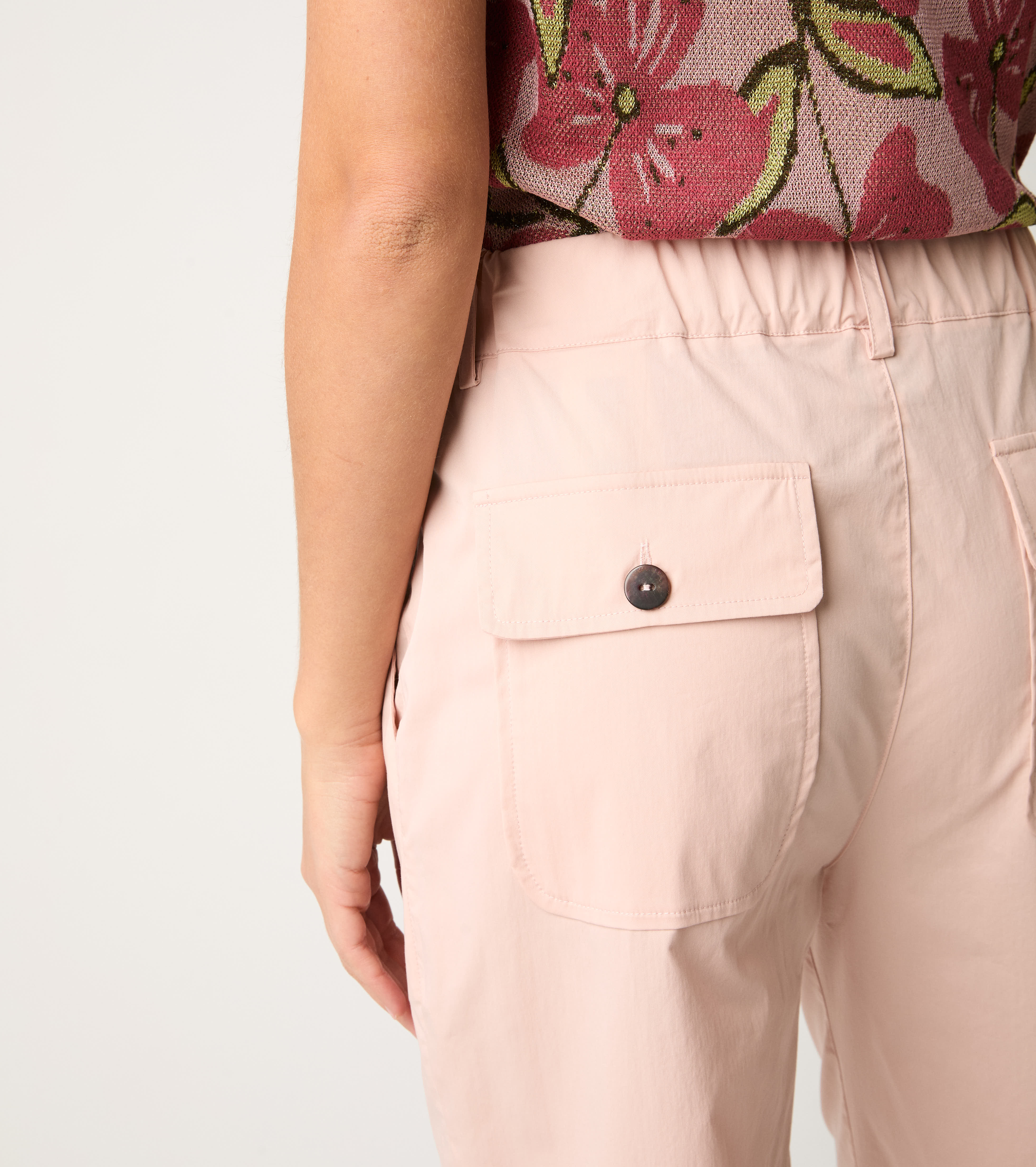 Stretch cotton blush cropped trousers