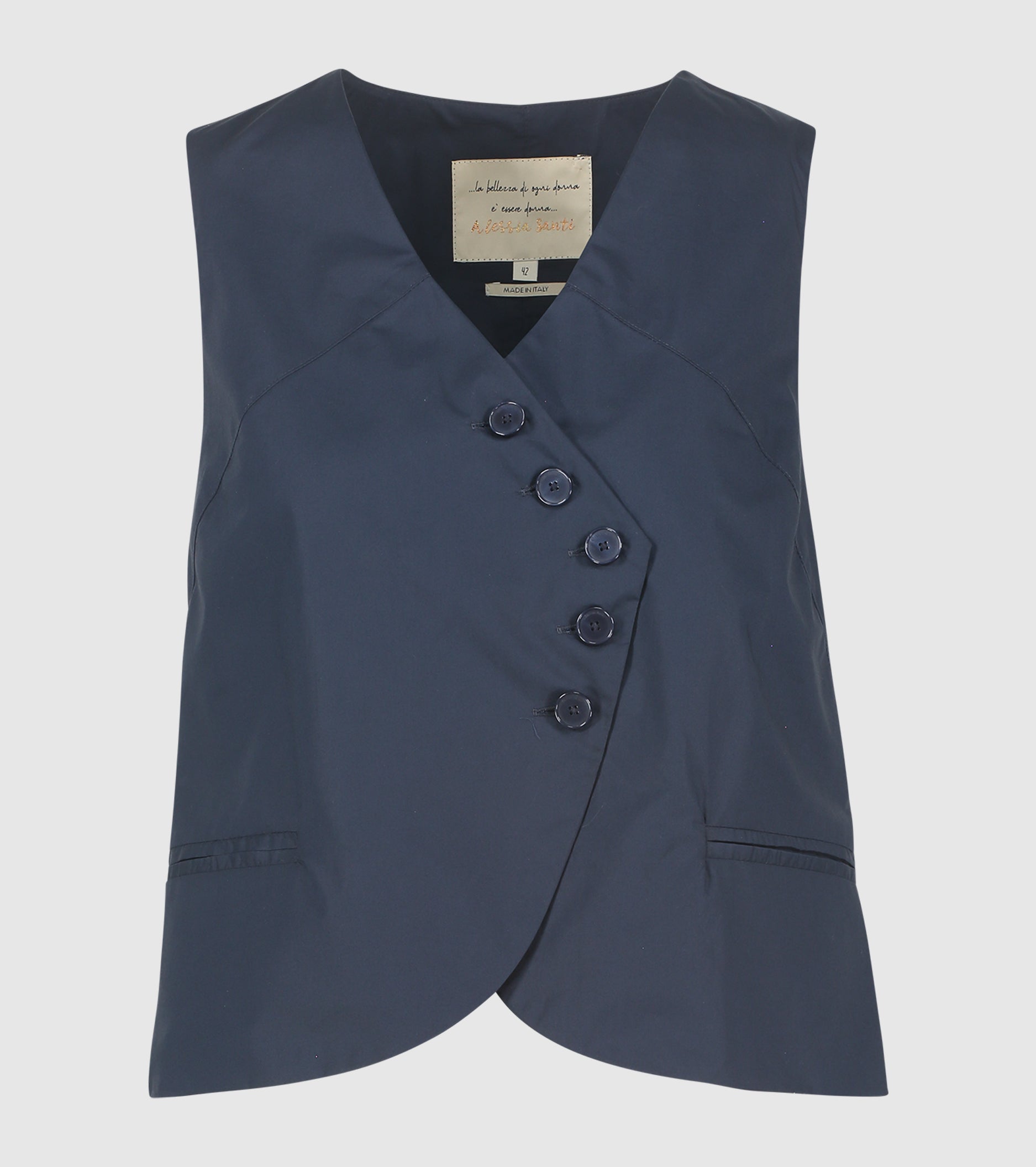 Double-breasted waistcoat with pockets blue