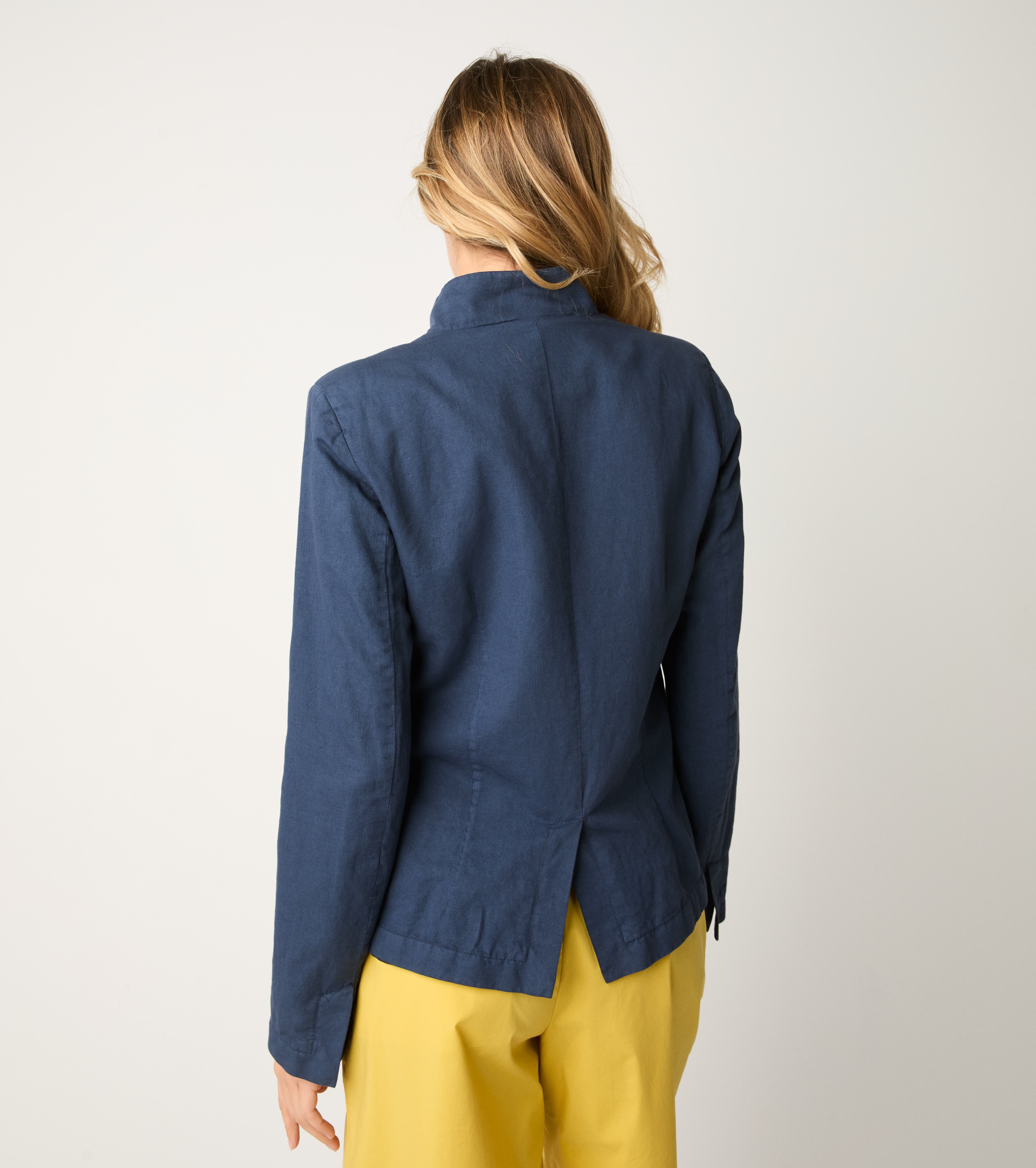 Giacca con collo alla coreana blu