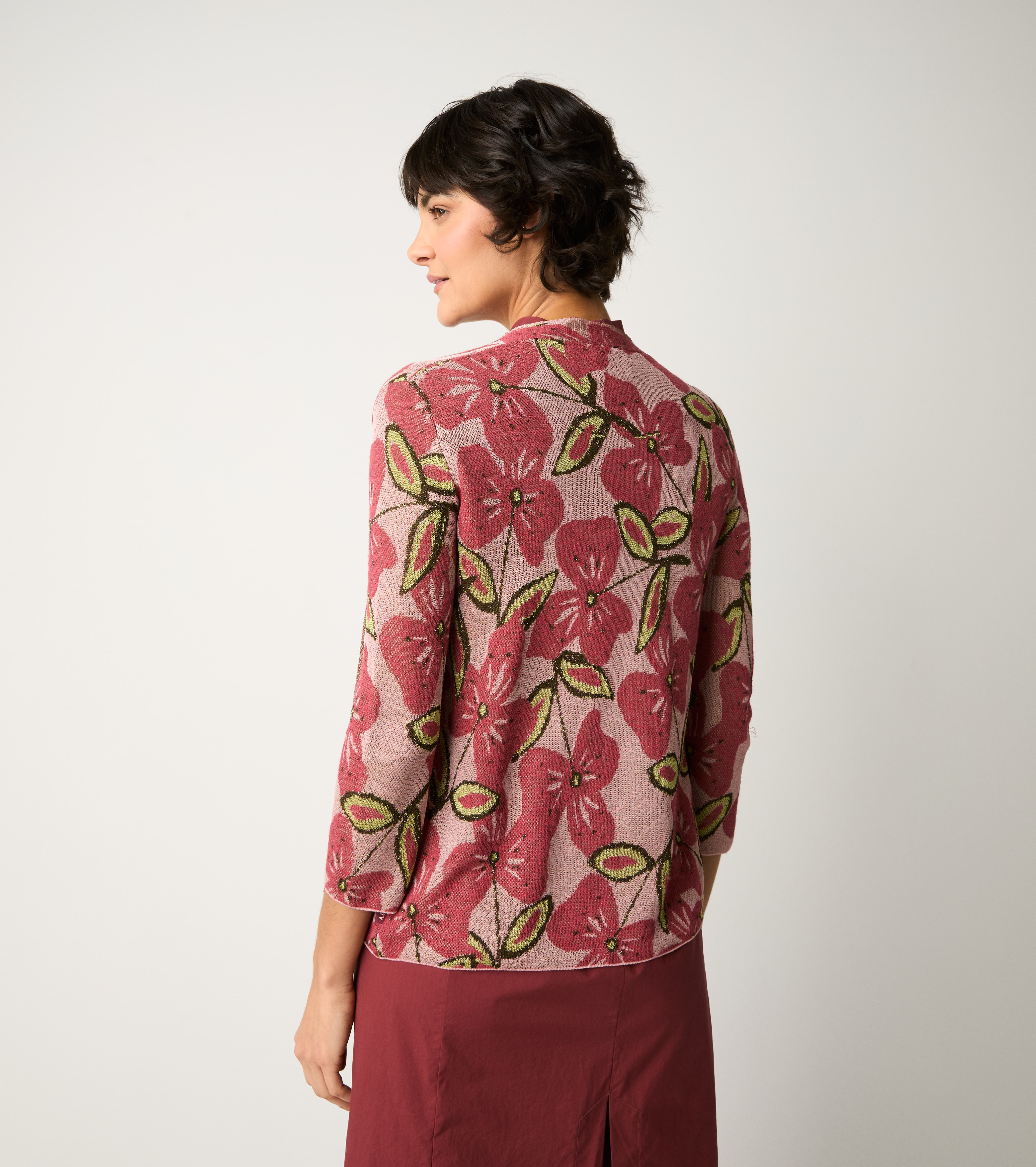 Jacquard cardigan with V-neck ombré