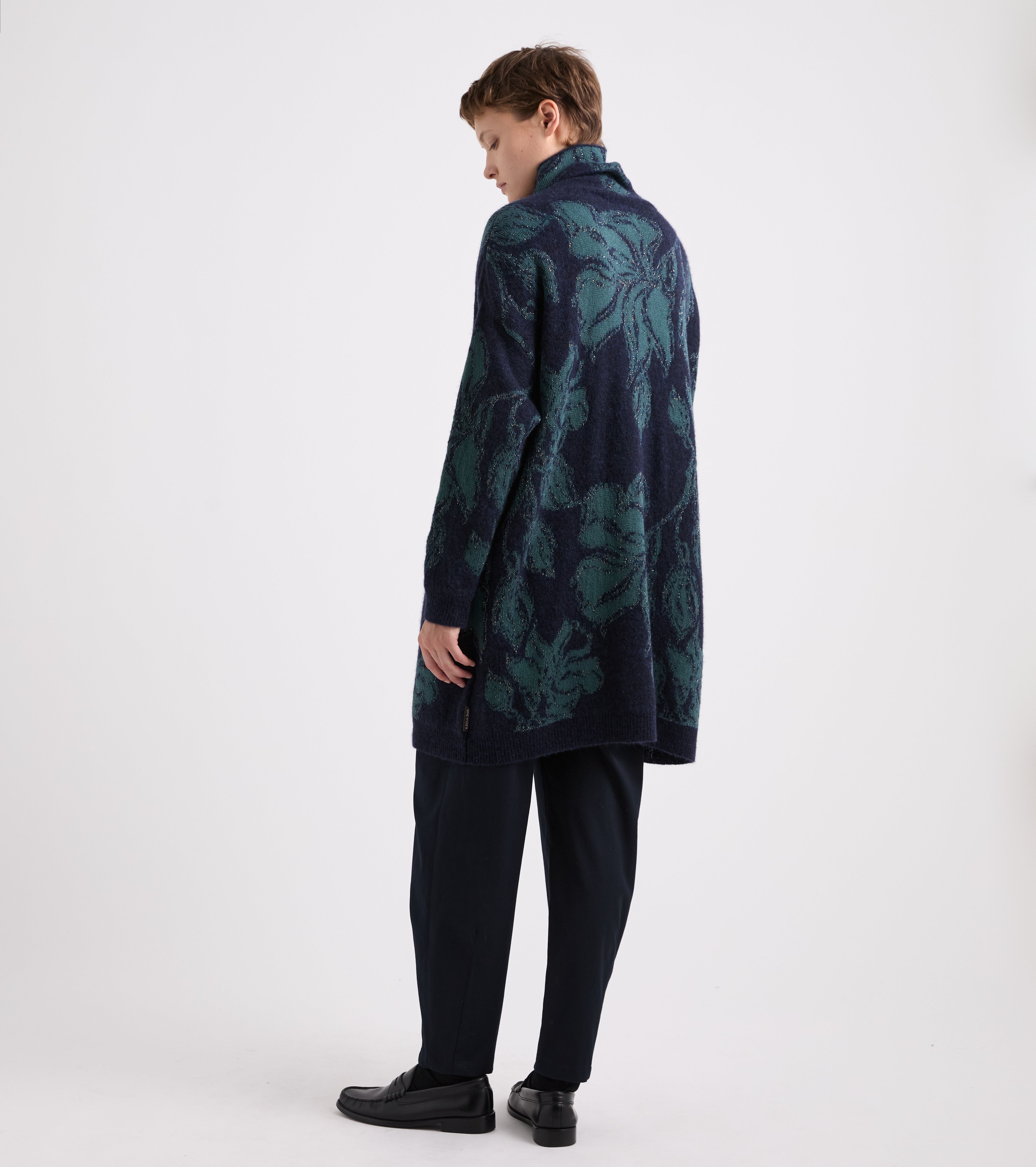 Abito floreale in maglia e lurex
